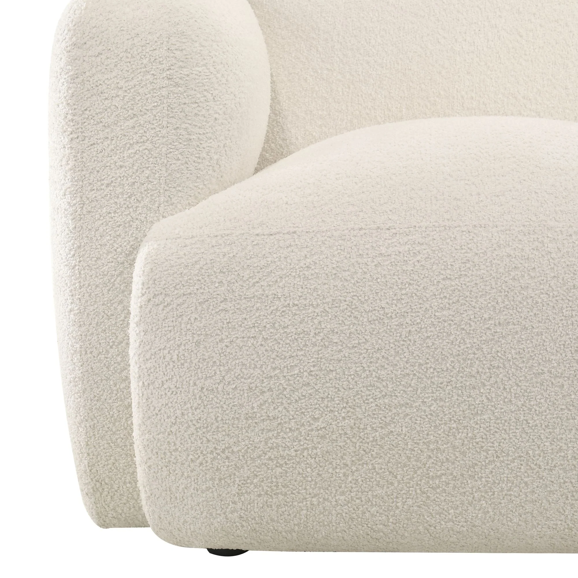 Sierra - Boucle Fabric Sofa With Rounded Arms - Ivory - Image 7