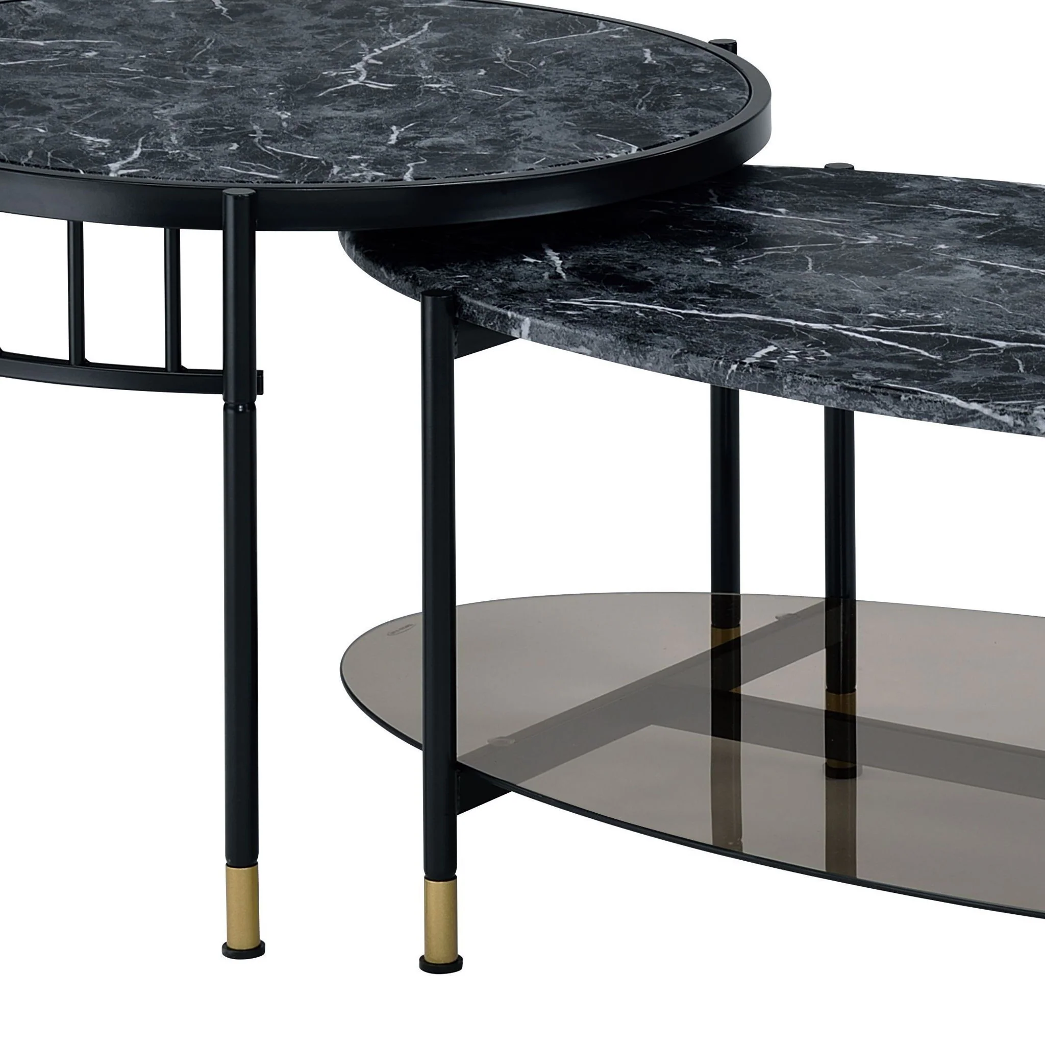 Silas - Engineered Stone Top Nesting Table - Black - Image 6