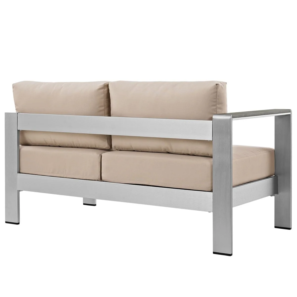 Silver Aluminum Outdoor Patio Loveseat with Cushions and Durable Frame for Seating - Image 15