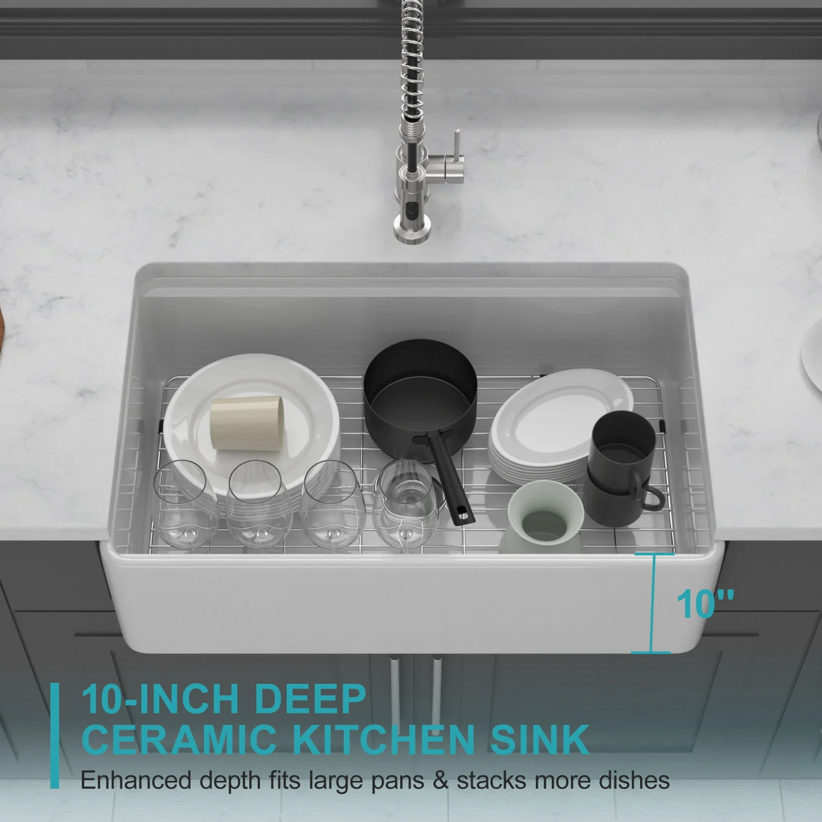 Single Bowl Kitchen Sink Workstation - White - Image 3