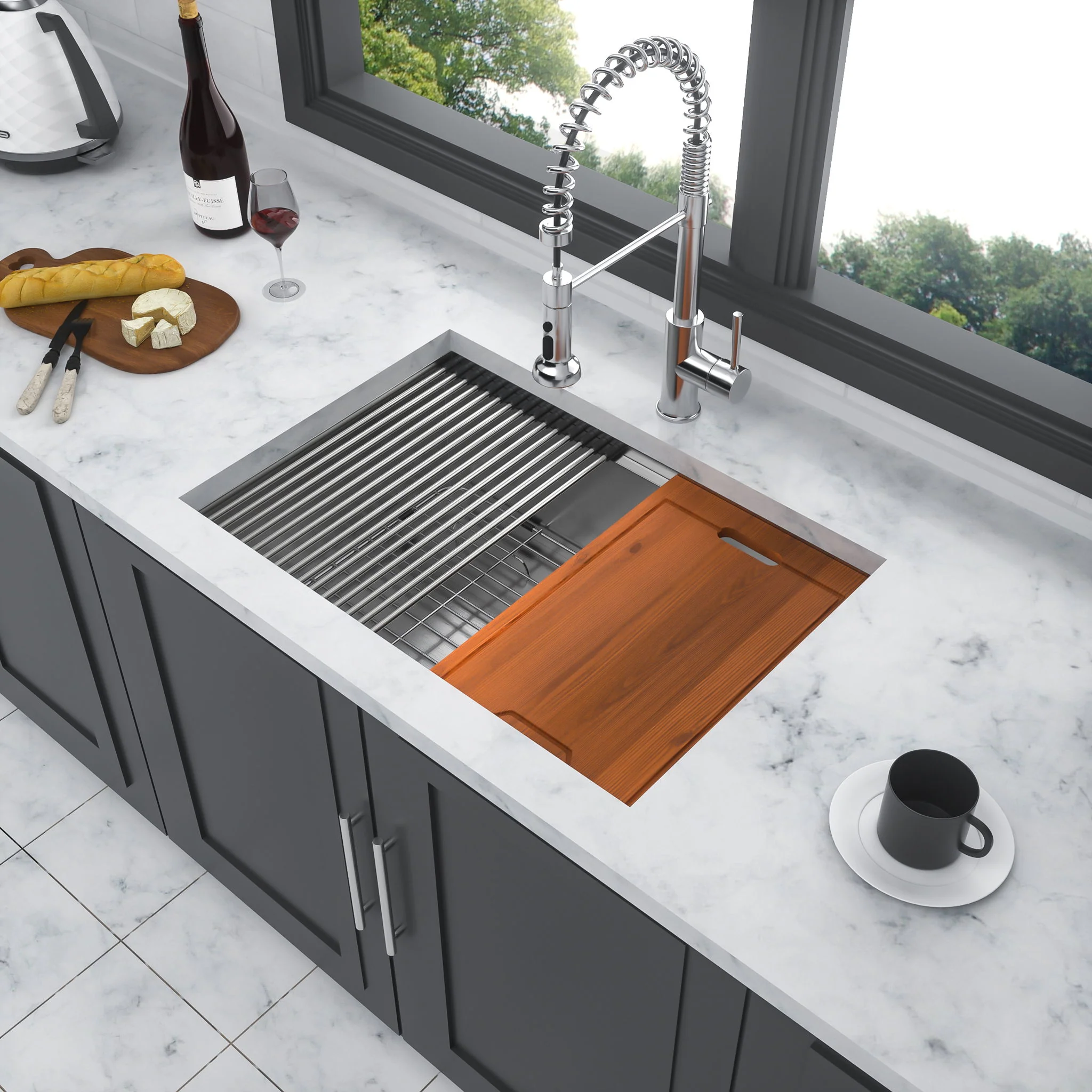 Single Bowl, Undermount Workstation, Kitchen Sink With Accessories - Image 21