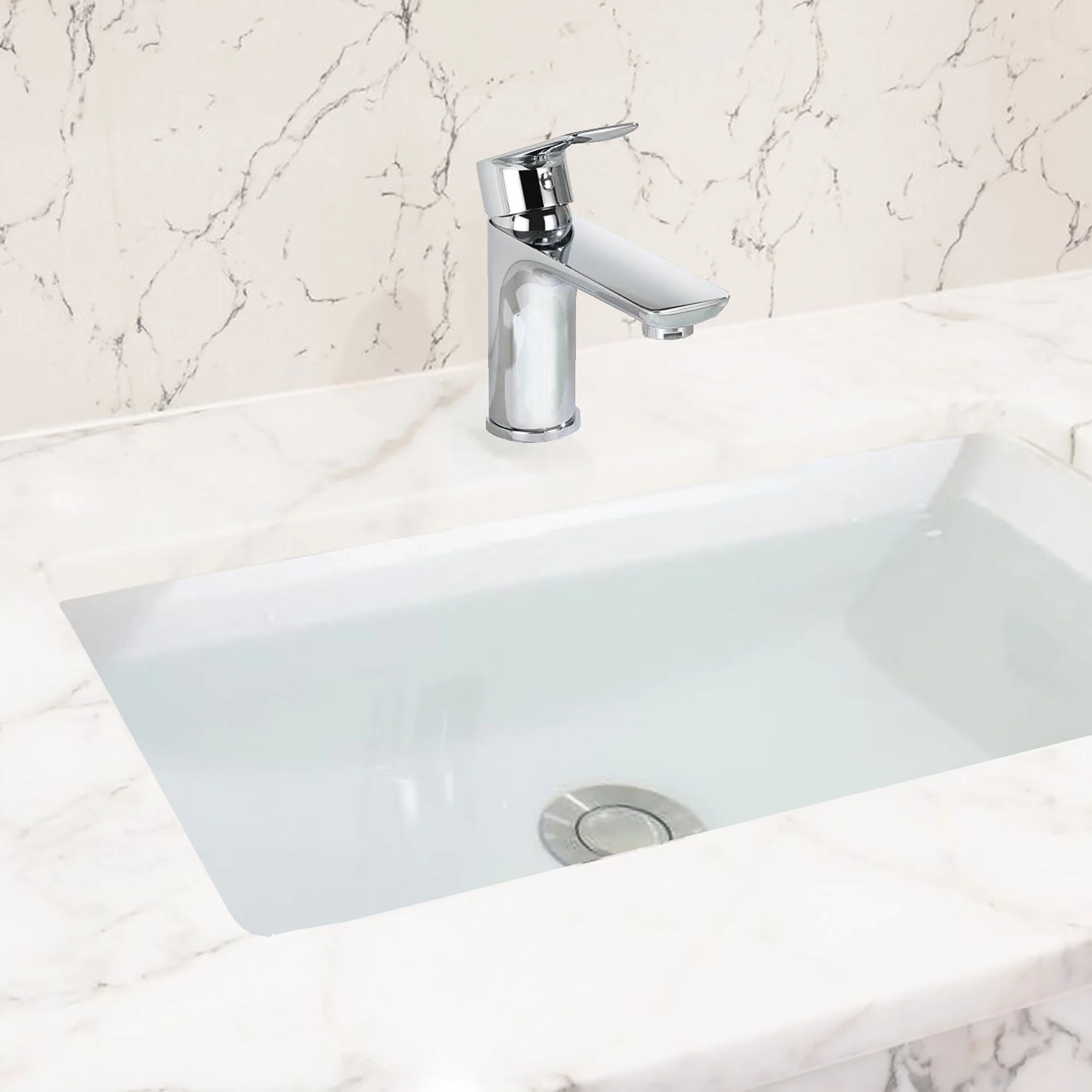Single Handle Lavatory Basin Sink Faucet Brass Bathroom Faucet With Hot And Cold Water Control - Chrome - Image 2