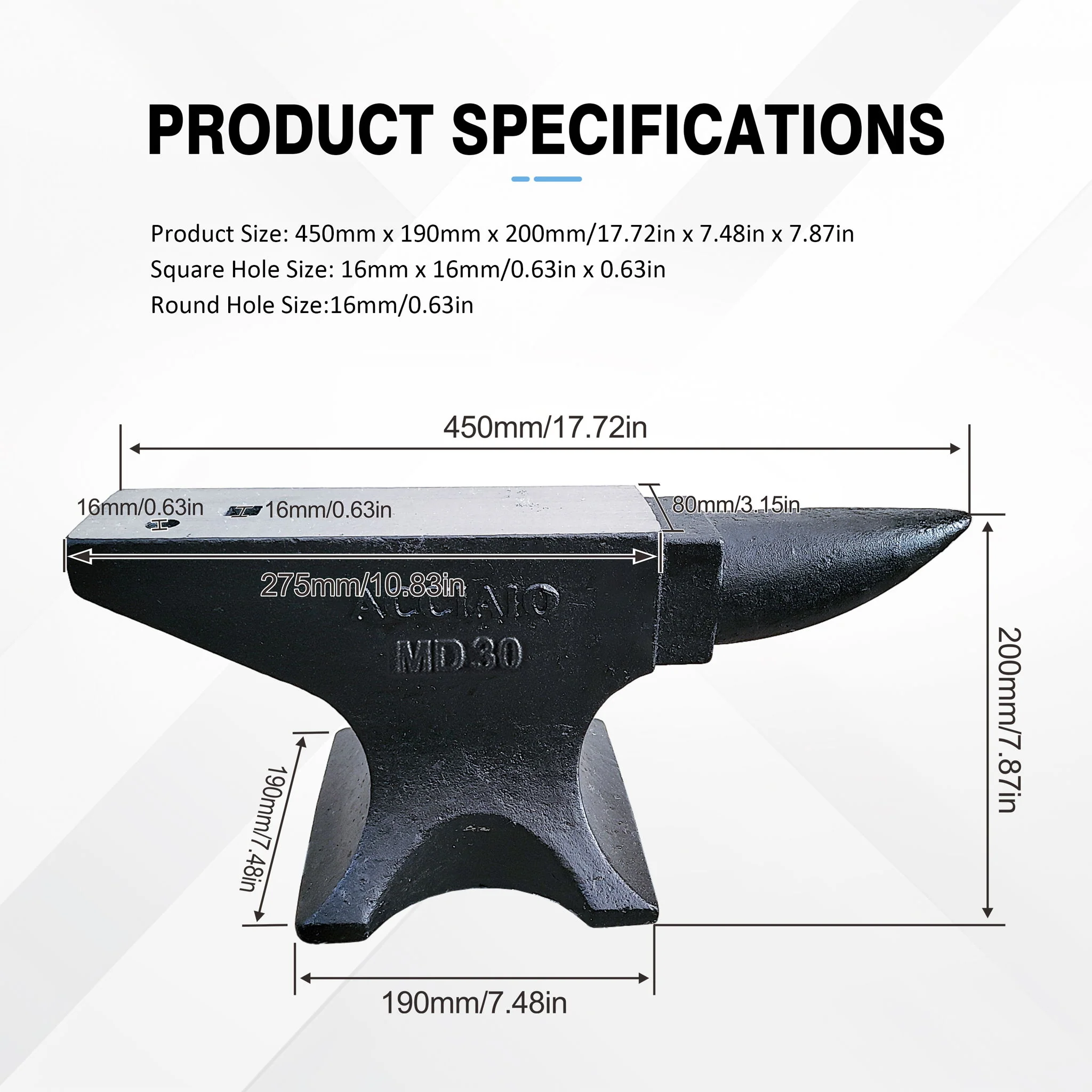Single Horn Anvil 66Lbs Cast Steel Anvil smith For Sale Forge Tools And Equipment Anvil Rugged Round Horn Anvil smith Jewelers Metalsmith smith Tool - Black - Image 9