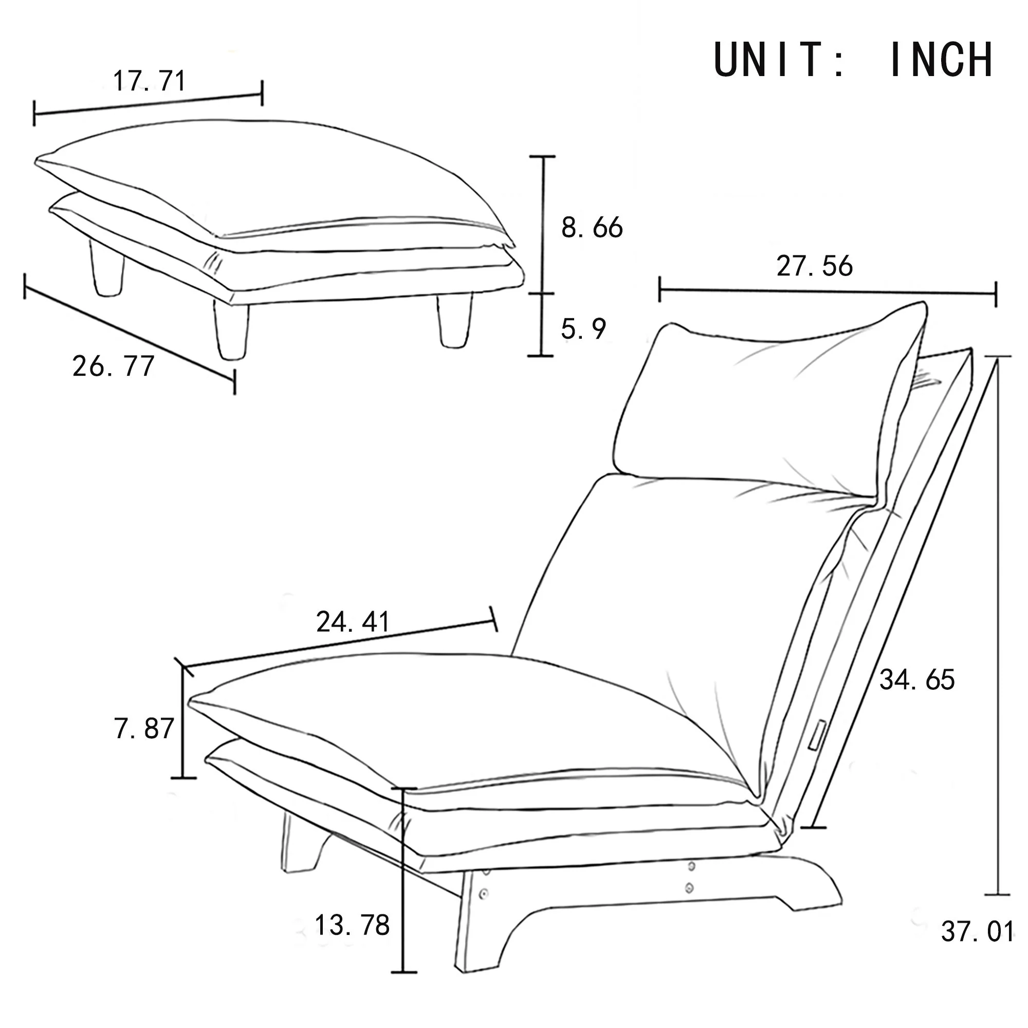 Single Lazy Sofa Chair Leisure Foldable Reclining Chair - Image 9
