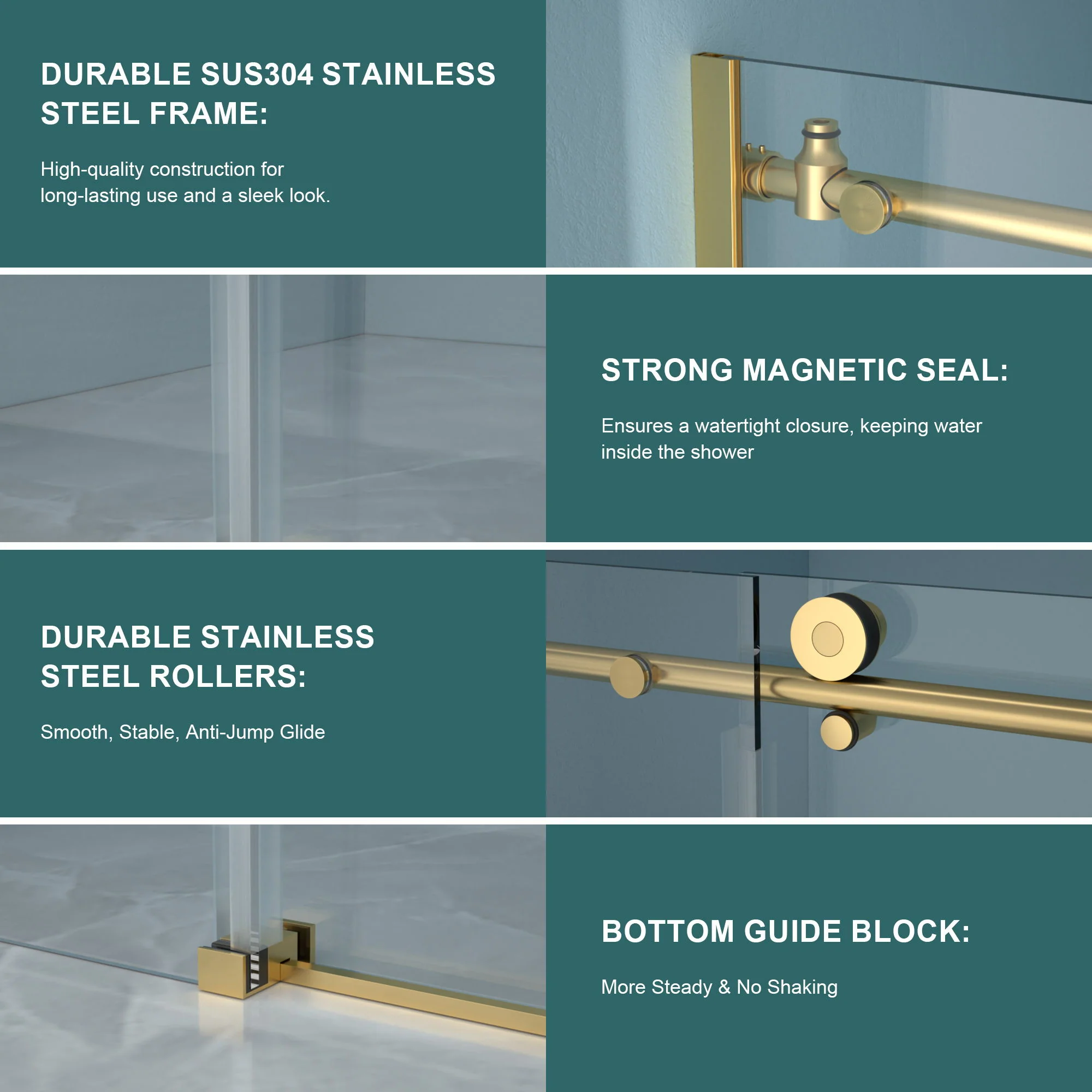 Single Sliding Bypass Shower Door Enclosure With Tempered Glass - Image 30