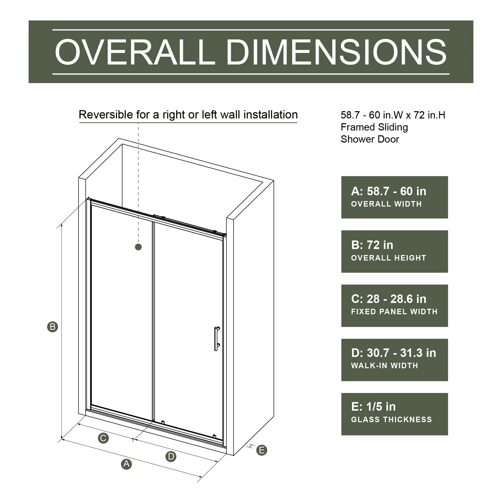 Single Sliding Shower Door, Thick Clear Tempered Glass Shower Door With Stainless Steel Handle - Image 14