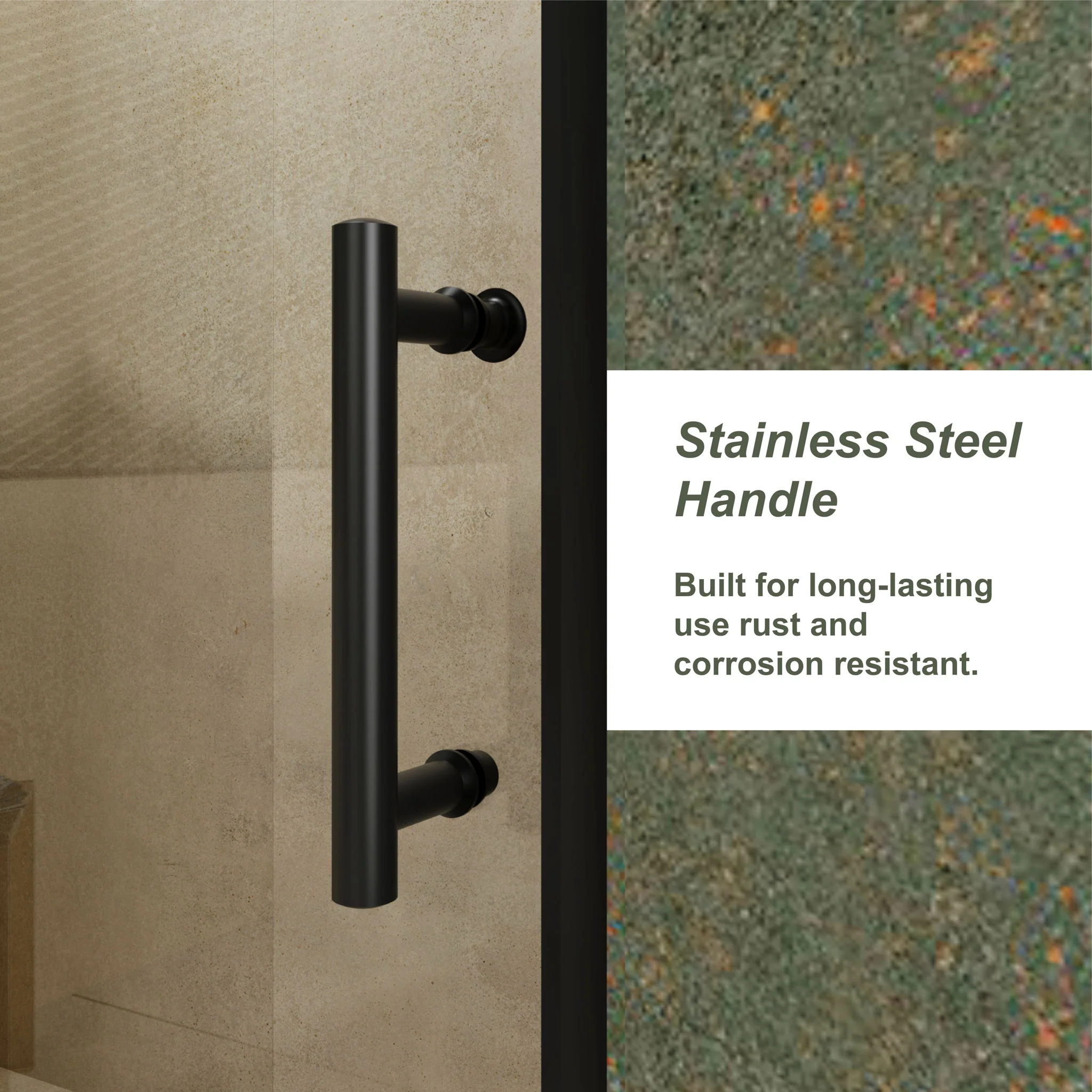 Single Sliding Shower Door, Thick Clear Tempered Glass Shower Door With Stainless Steel Handle - Image 3