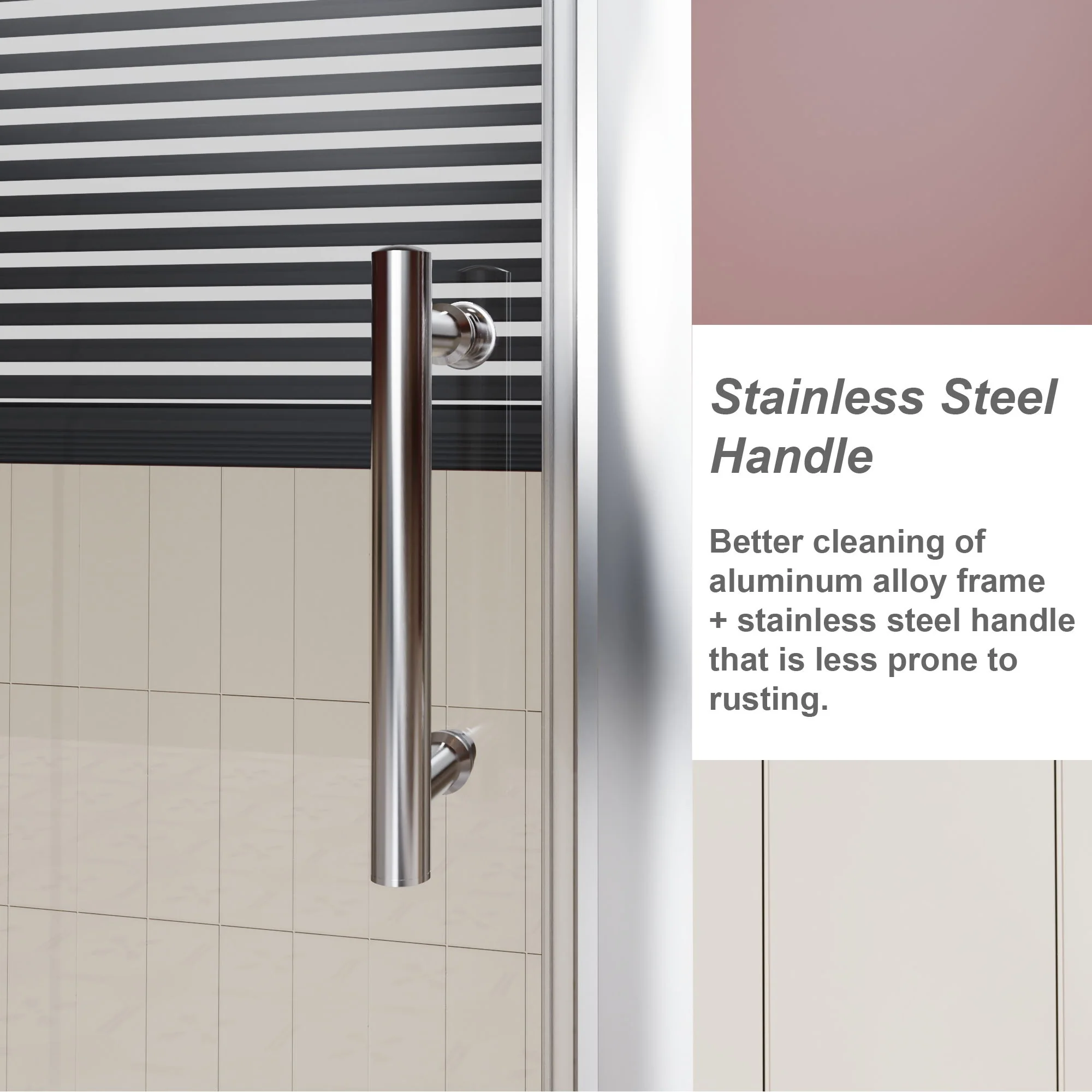 Single Sliding Shower Door With Handle - Chrome - Image 8