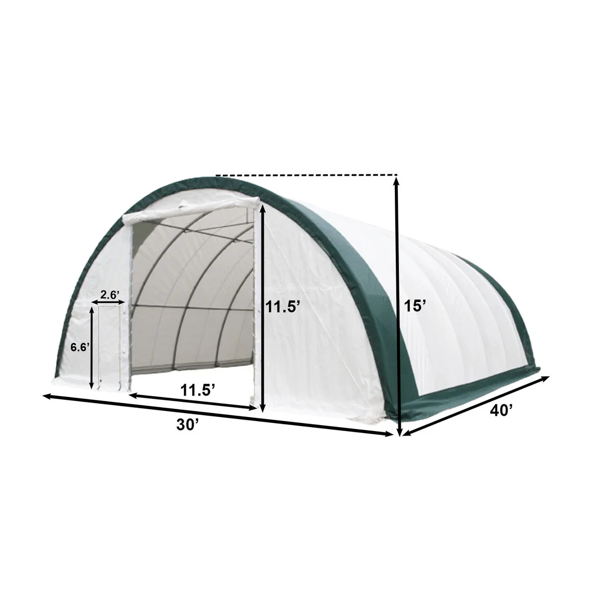 Single Truss Arch Storage Shelter Garden Building Steel Frame White Green - Image 16