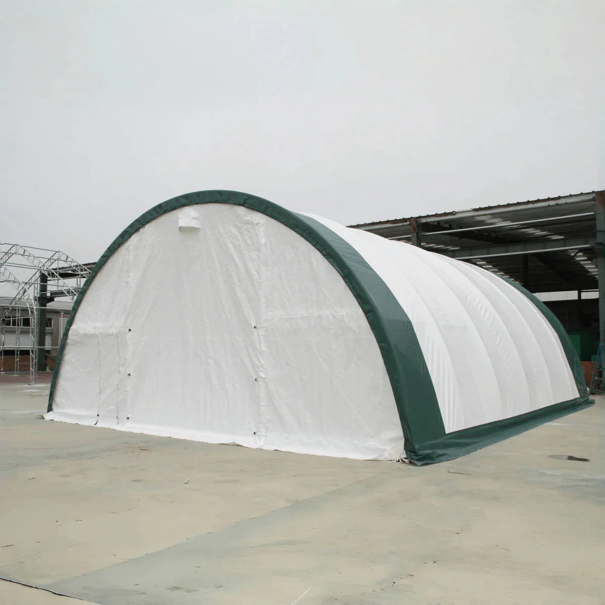 Single Truss Arch Storage Shelter Garden Building Steel Frame White Green - Image 6