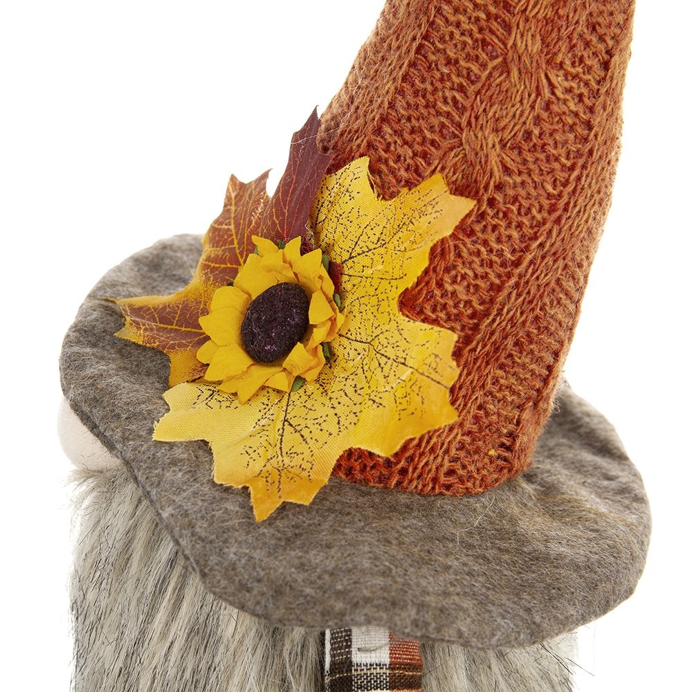 Sitting Gnome With Maple Leaf On Hat, For Holiday Harvest Festival Fall Festival & Thanksgiving Table Decorations (Set of 2) - Orange Multi - Image 9
