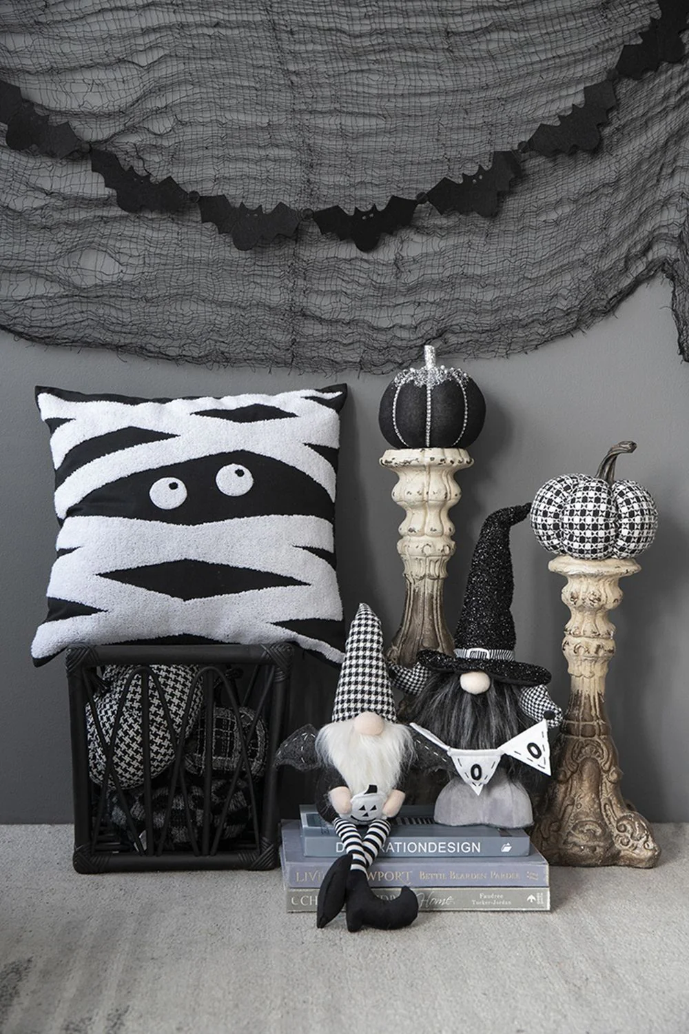 Sitting Gnome With Wings & Plaid Hat, For Halloween Decor - Image 8