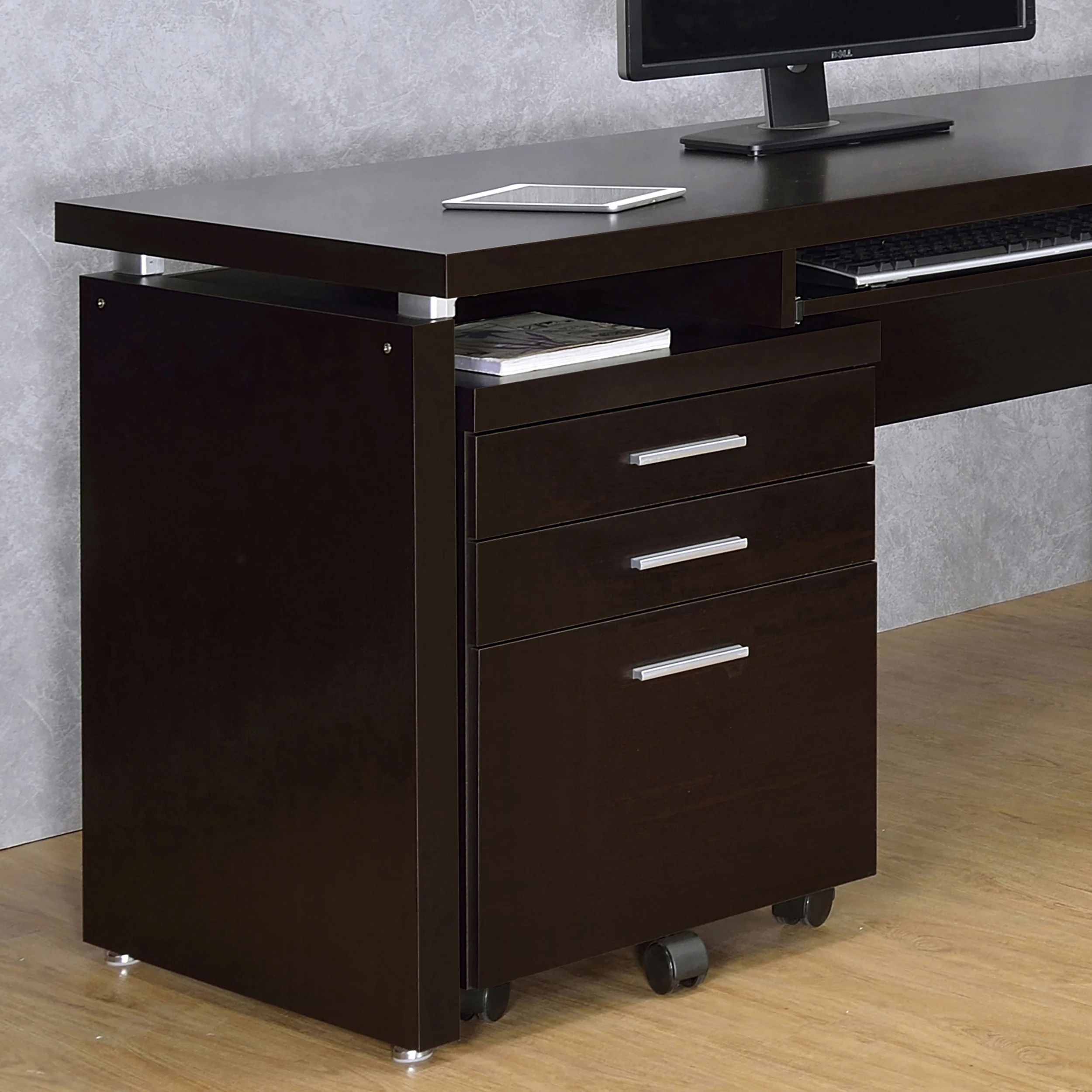 Skylar 3-Drawer Mobile File Cabinet in Cappuccino - Image 3