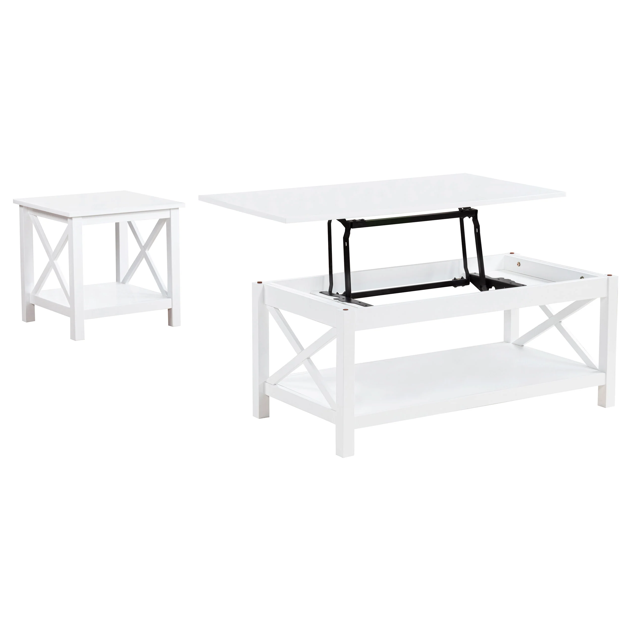 Skyview 2-Piece Rectangular Lift Top Coffee Table Set White - Image 3