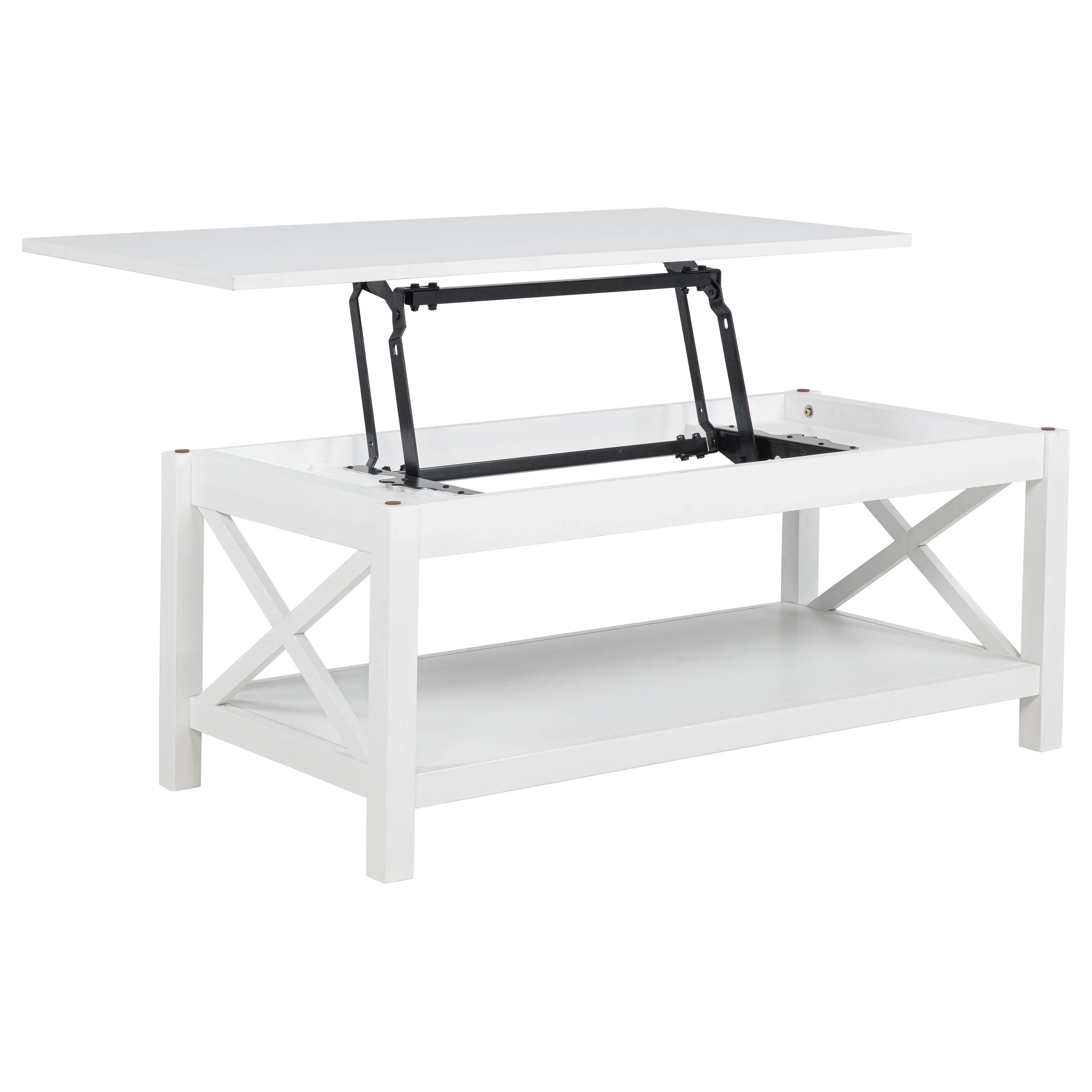 Skyview 44-Inch Rectangular Lift Top Coffee Table, White