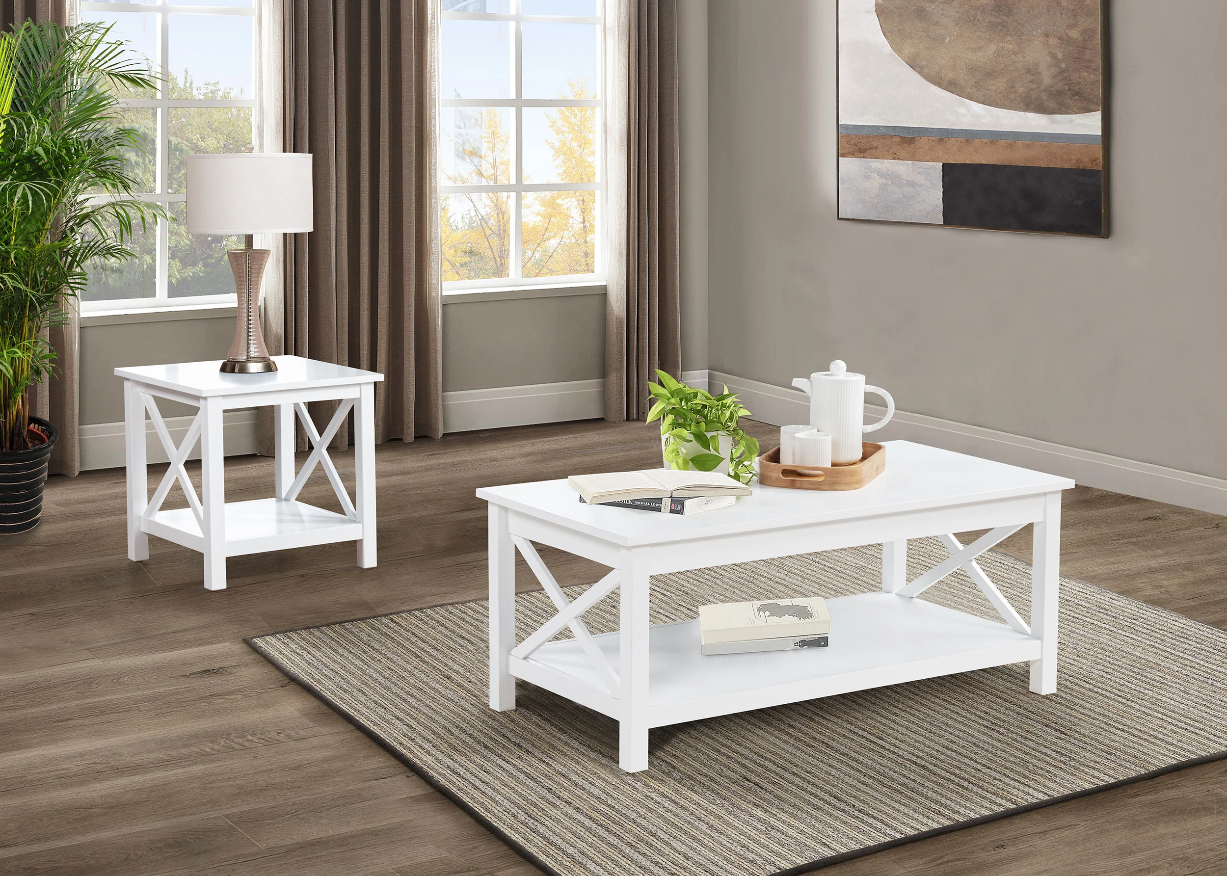 Skyview 44-Inch Rectangular Lift Top Coffee Table, White - Image 9