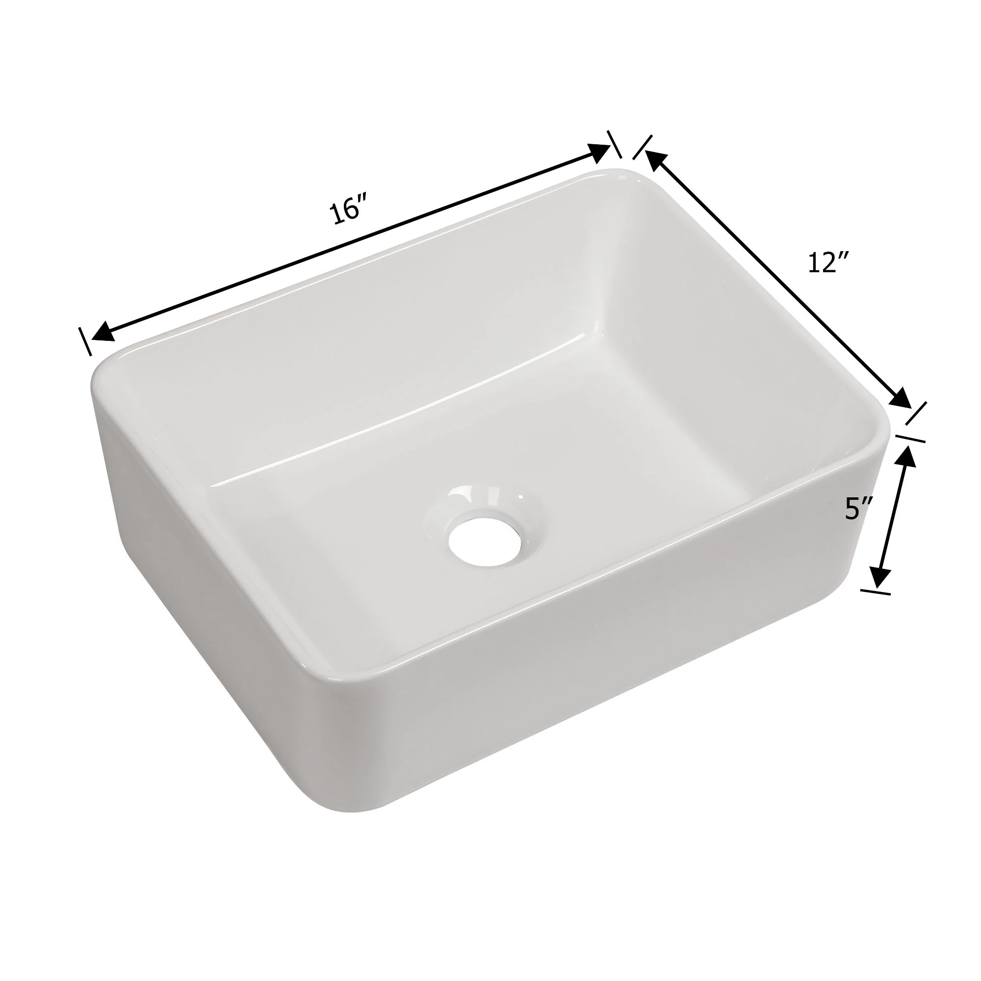 Sleek Ceramic Rectangular Vessel Bathroom Sink - Image 5