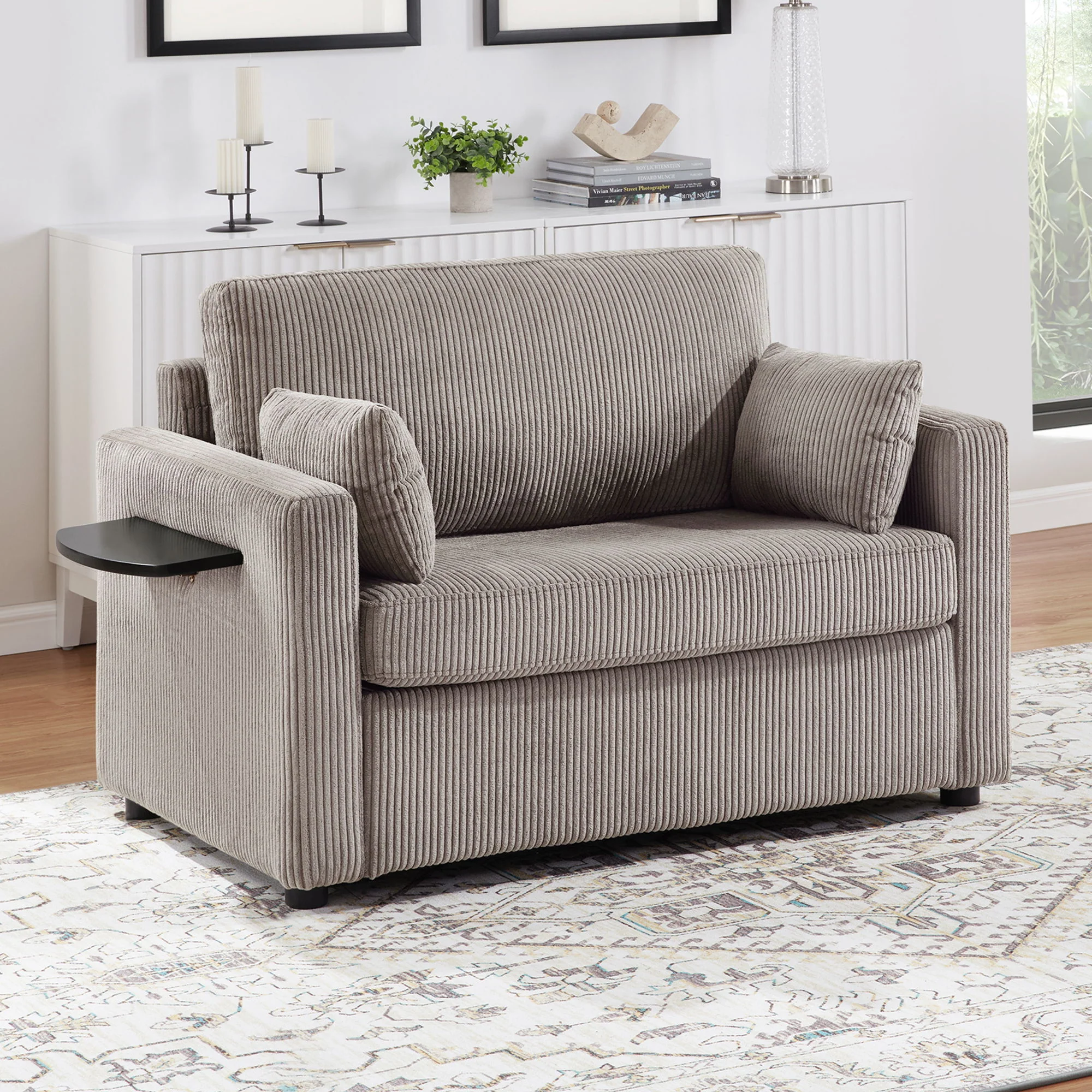 Sleeper Sofa With Foldable Mattress, USB Ports, Side Table & Storage Pocket - Image 12