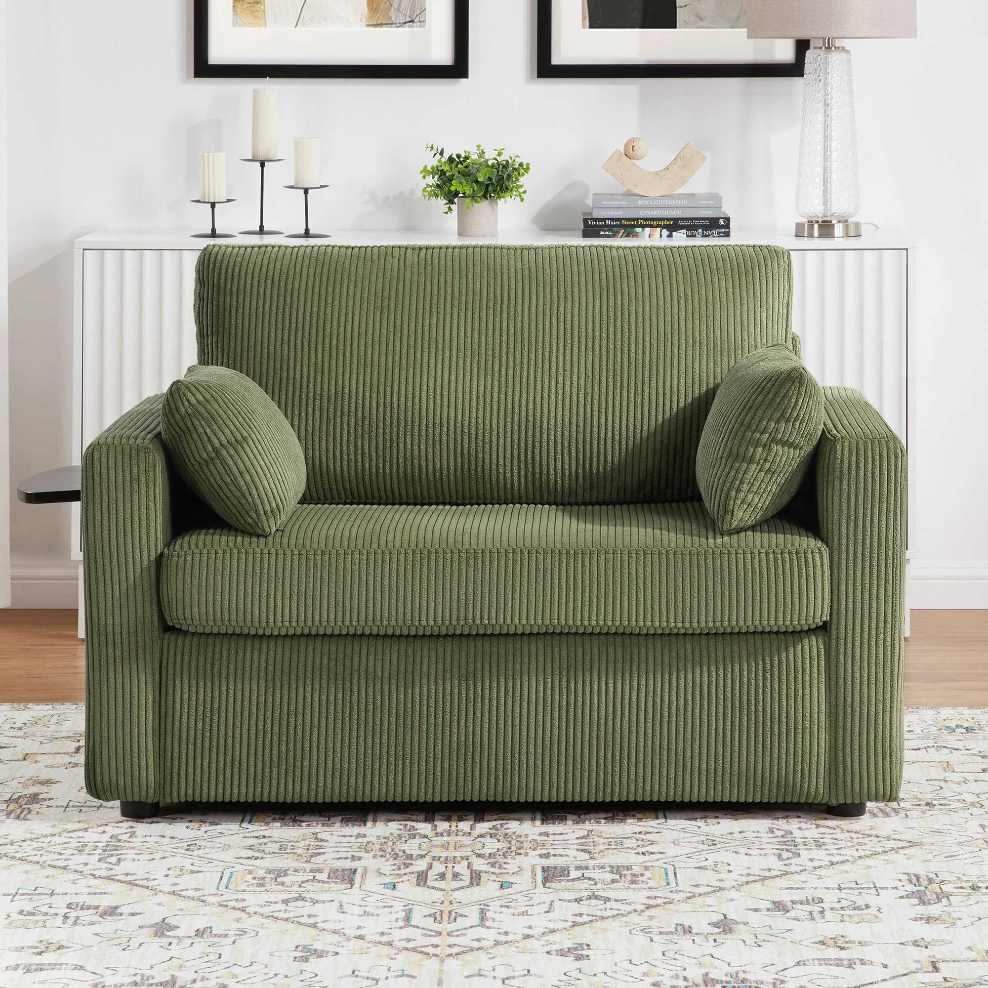 Sleeper Sofa With Foldable Mattress, USB Ports, Side Table & Storage Pocket - Image 6