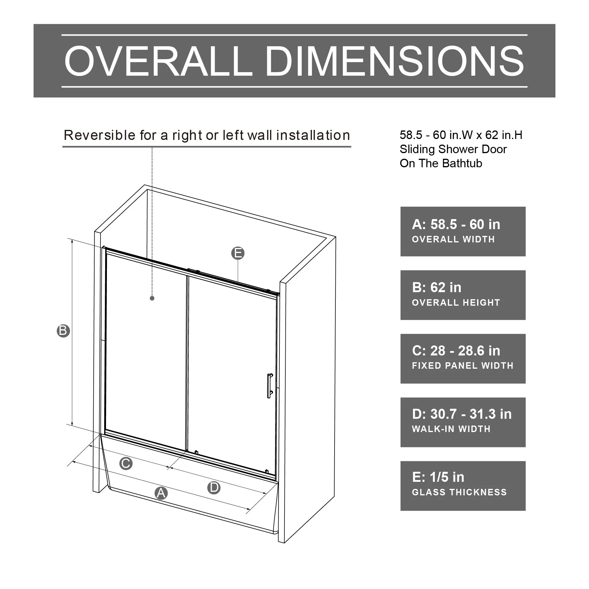 Sliding Shower Door For Bathtub - Matt Black - Image 2