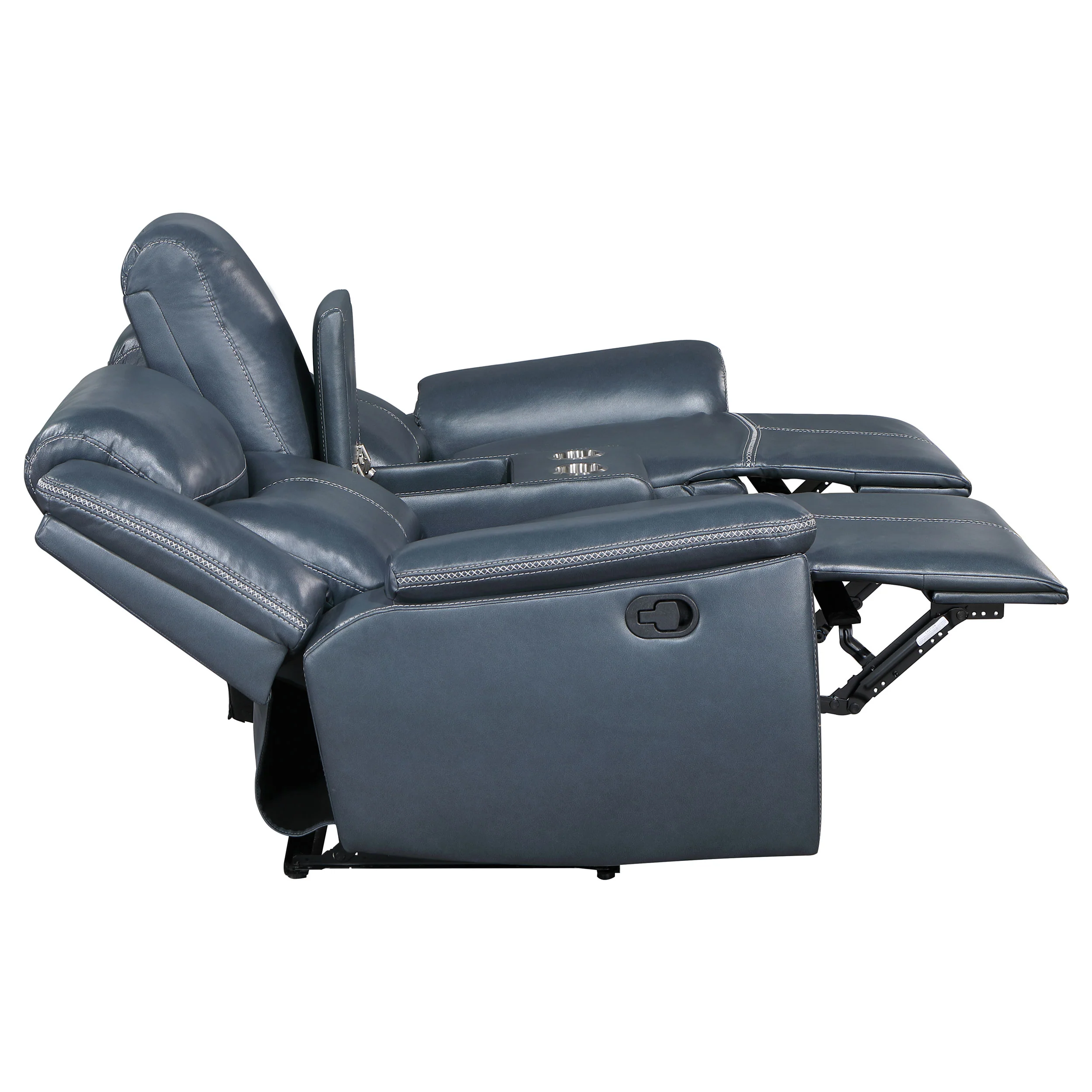 Sloane 2-Piece Blue Leatherette Reclining Sofa Set - Image 14