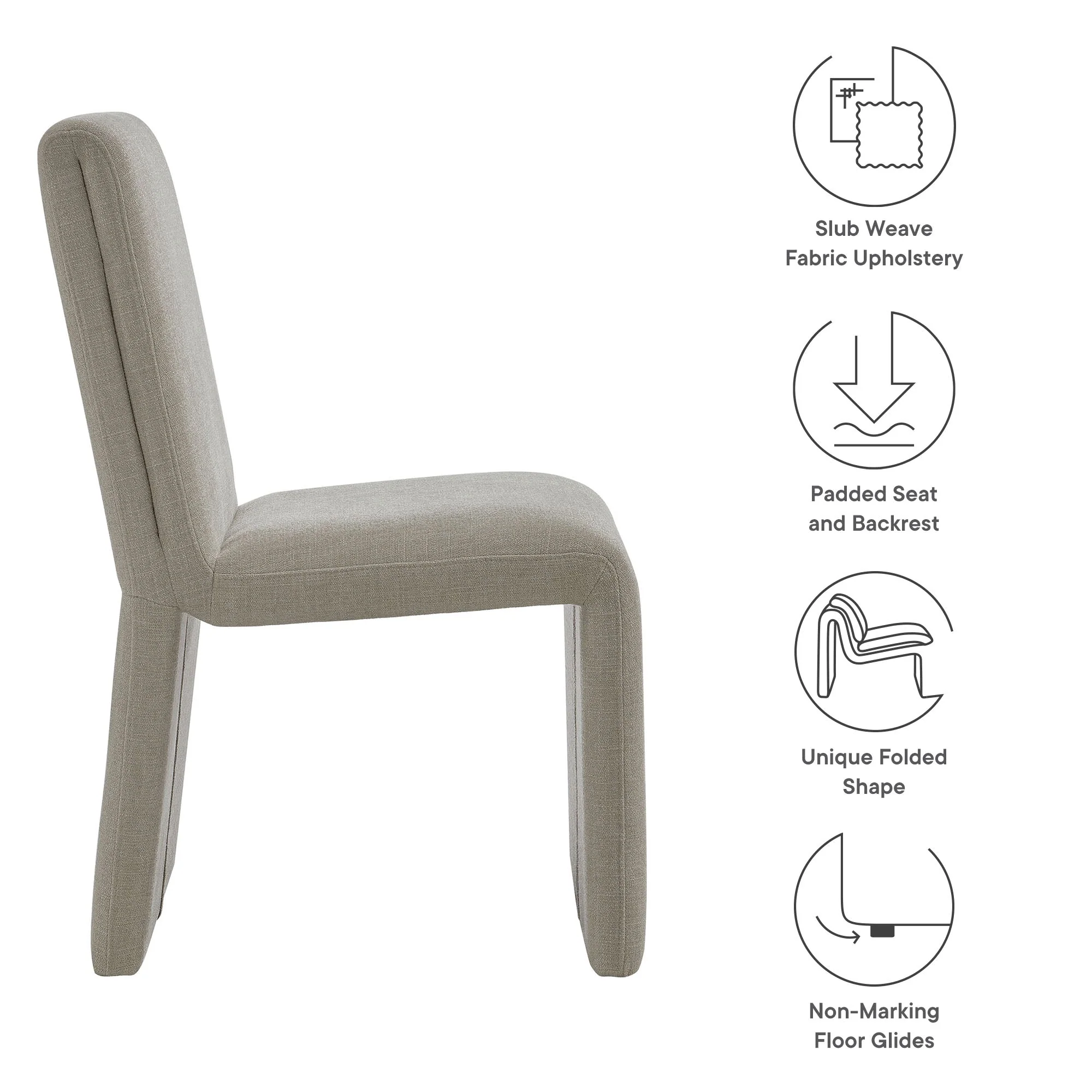 Slub Weave Upholstered Dining Side Chair - Image 5