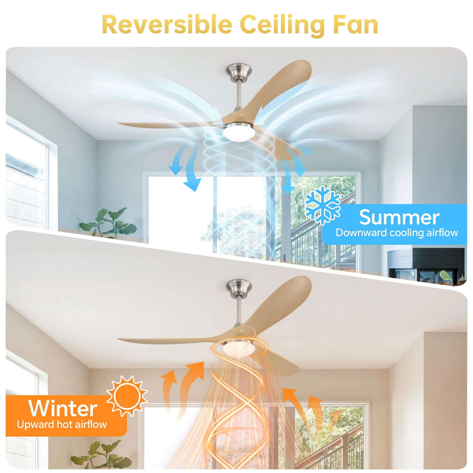 Smart Ceiling Fan With Lights, 3 Blades, Reversible Quiet DC Motor For Indoor - Image 27