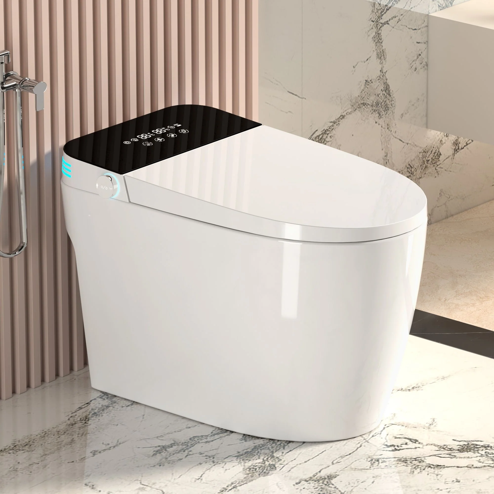 Smart Heated Bidet Toilet With Auto Open / Close Seat, Warm Water Wash, Dryer, And LED Display - White - Image 5