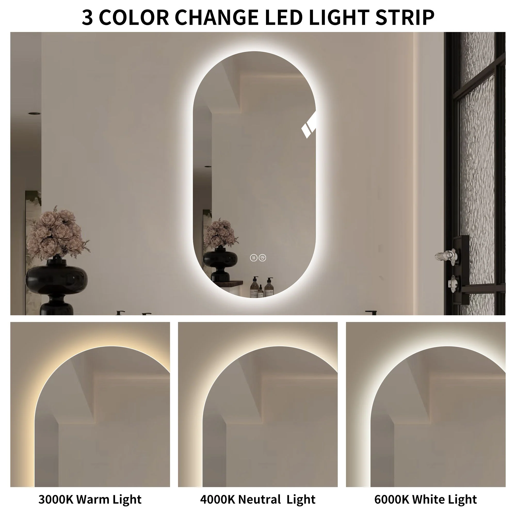 Smart Wall Mounted LED Touch Screen Mirror With Anti-Fog Function And Adjustable Lighting - Image 16