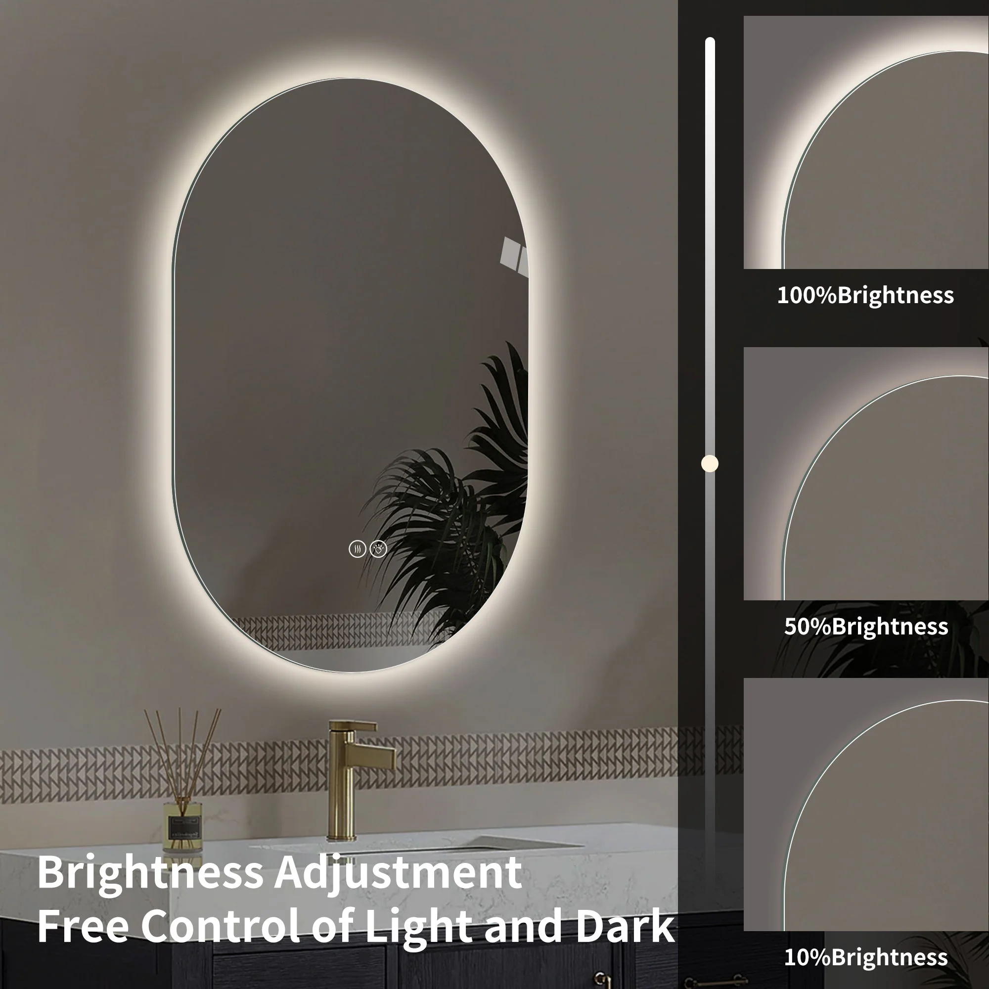 Smart Wall Mounted LED Touch Screen Mirror With Anti-Fog Function And Adjustable Lighting - Image 4