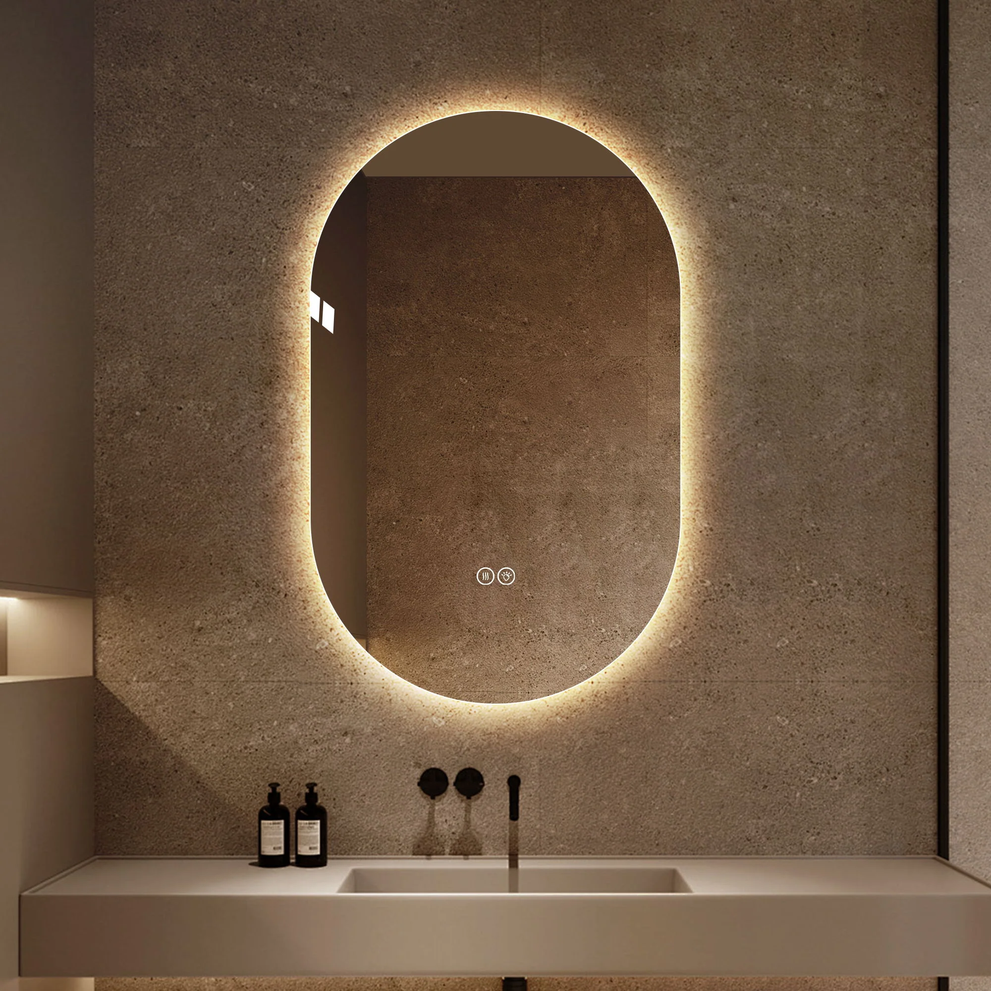 Smart Wall Mounted LED Touch Screen Mirror With Anti-Fog Function And Adjustable Lighting - Image 7