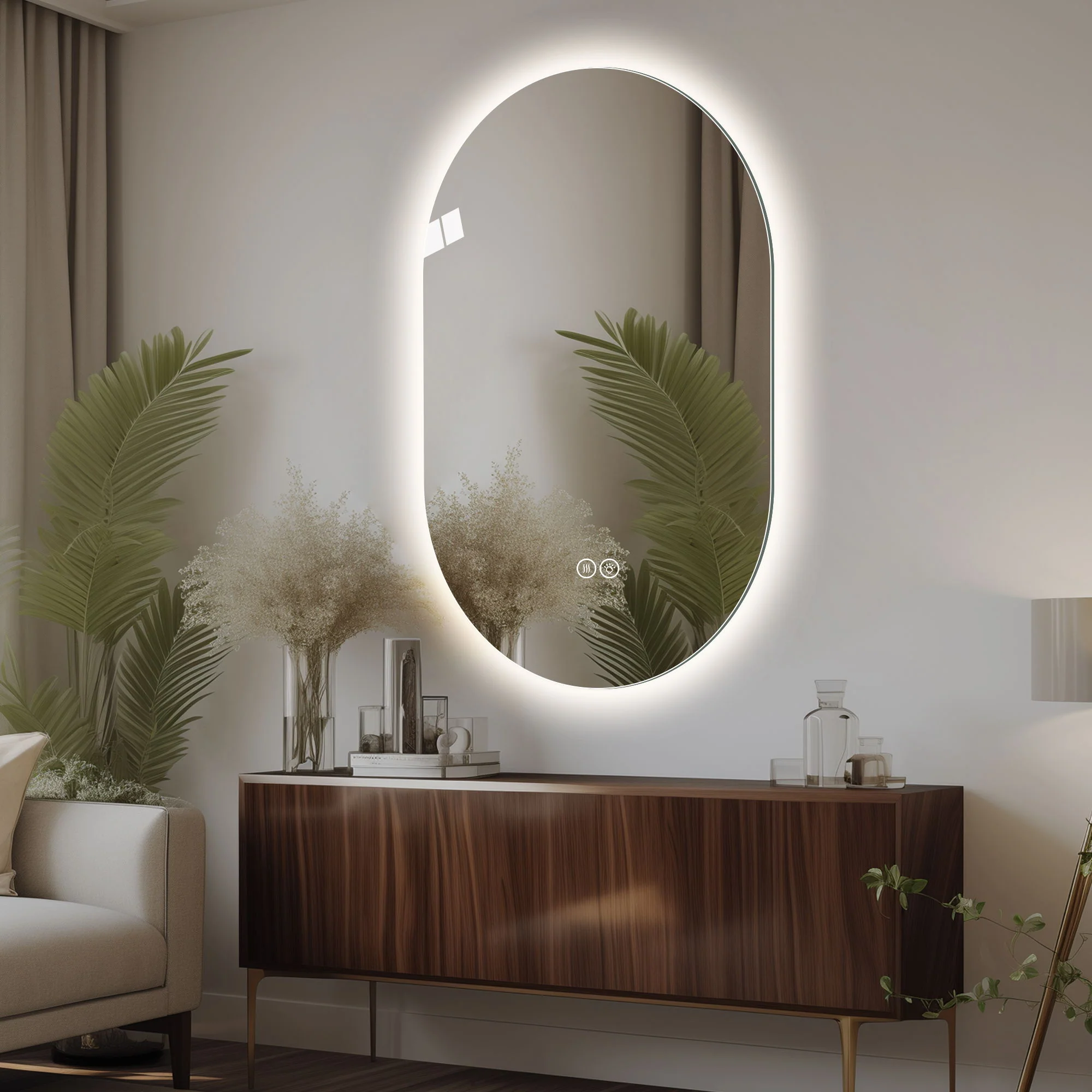 Smart Wall Mounted LED Touch Screen Mirror With Anti-Fog Function And Adjustable Lighting - Image 8