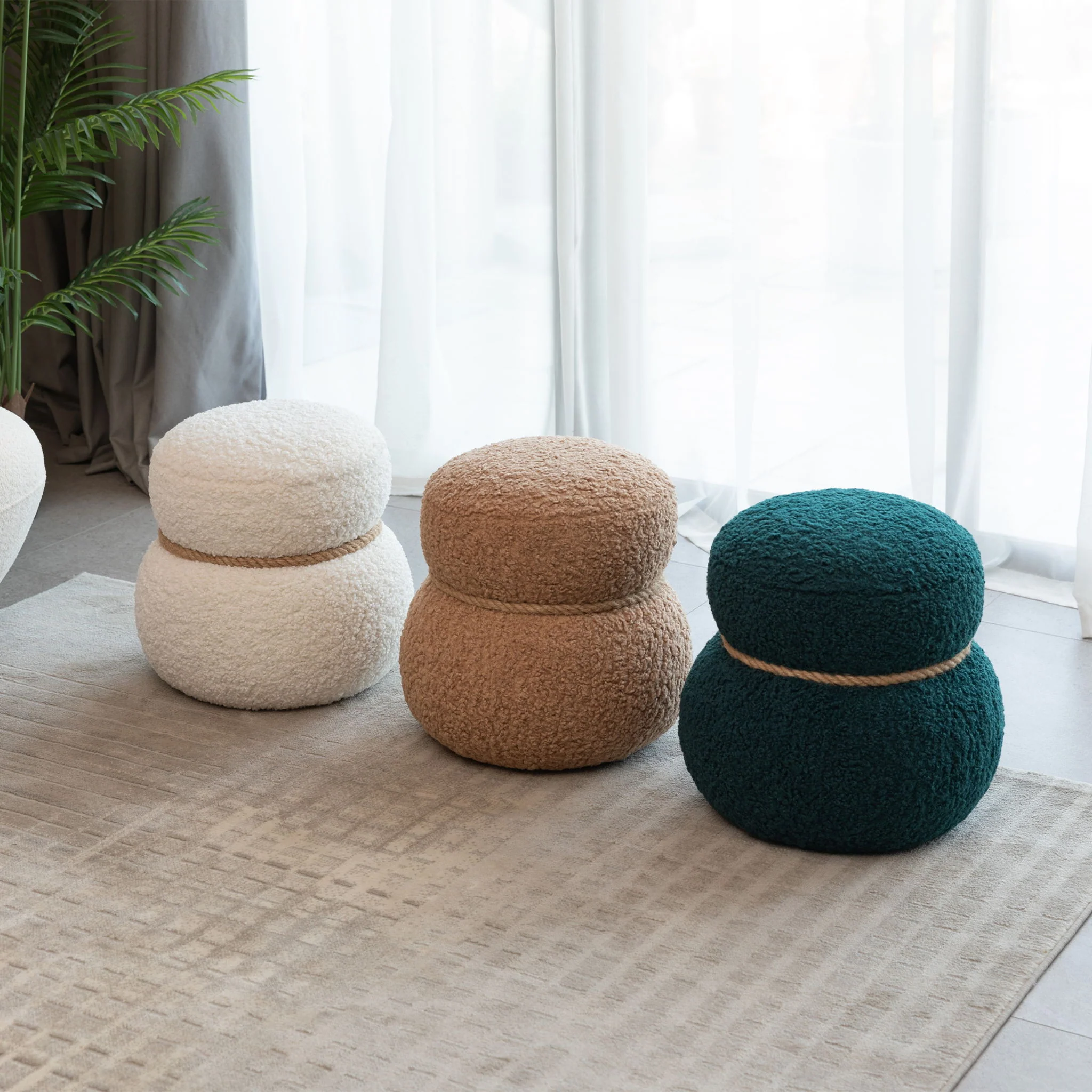 Snowman Stool With Cushion And Solid Wood Frame - Image 8