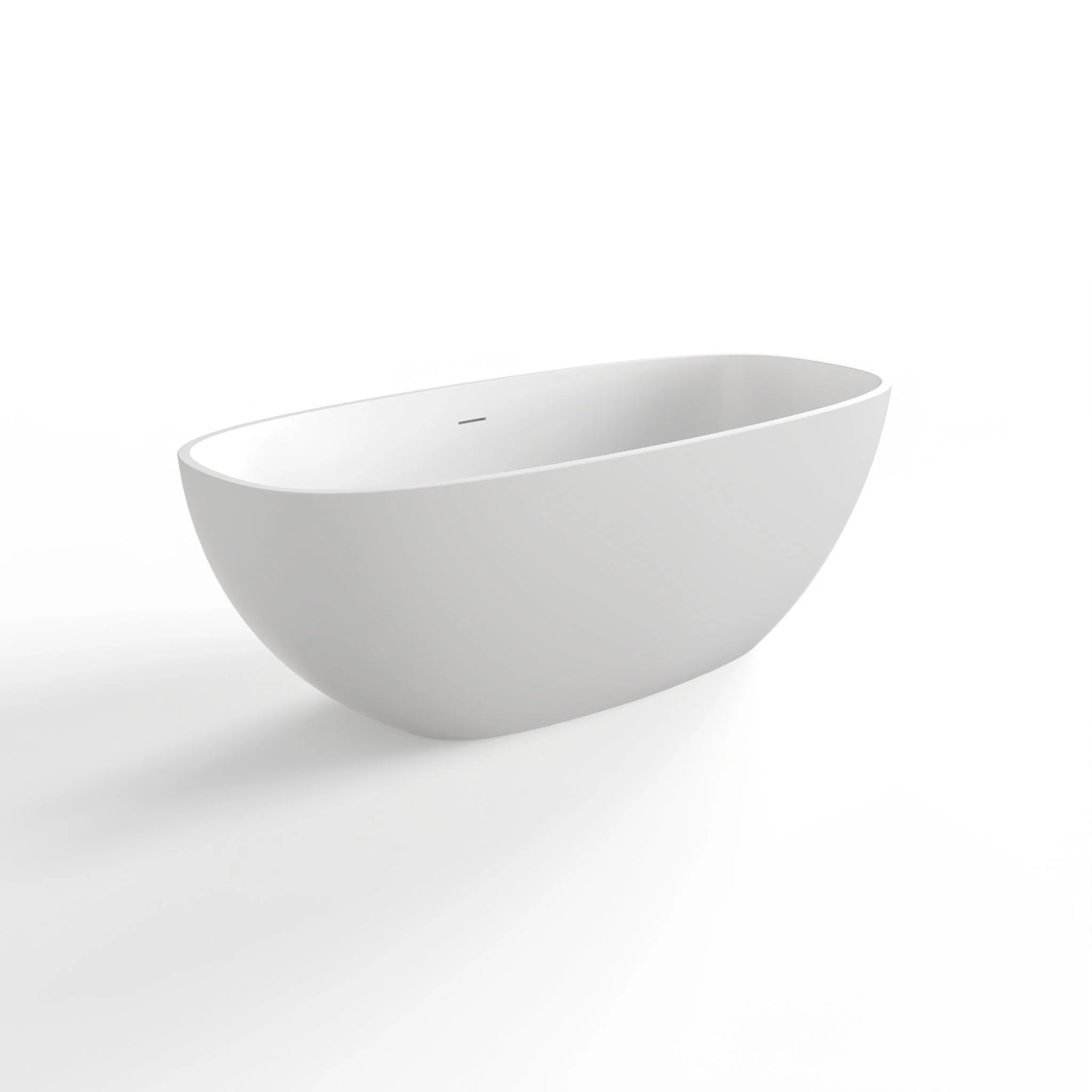 Soaking Bathtub, Freestanding, Solid Surface - Matte White - Image 2