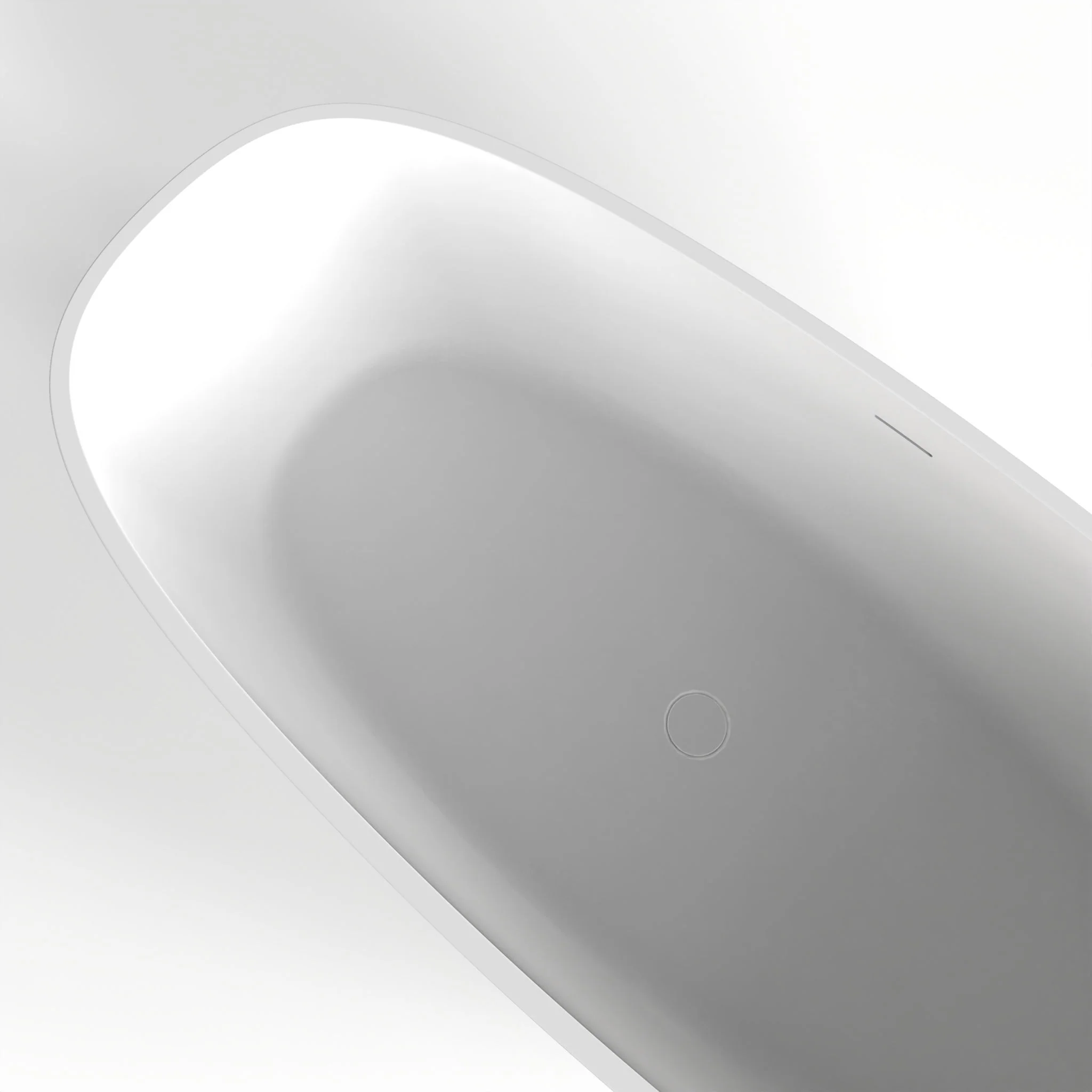 Soaking Bathtub, Freestanding, Solid Surface - Matte White - Image 7