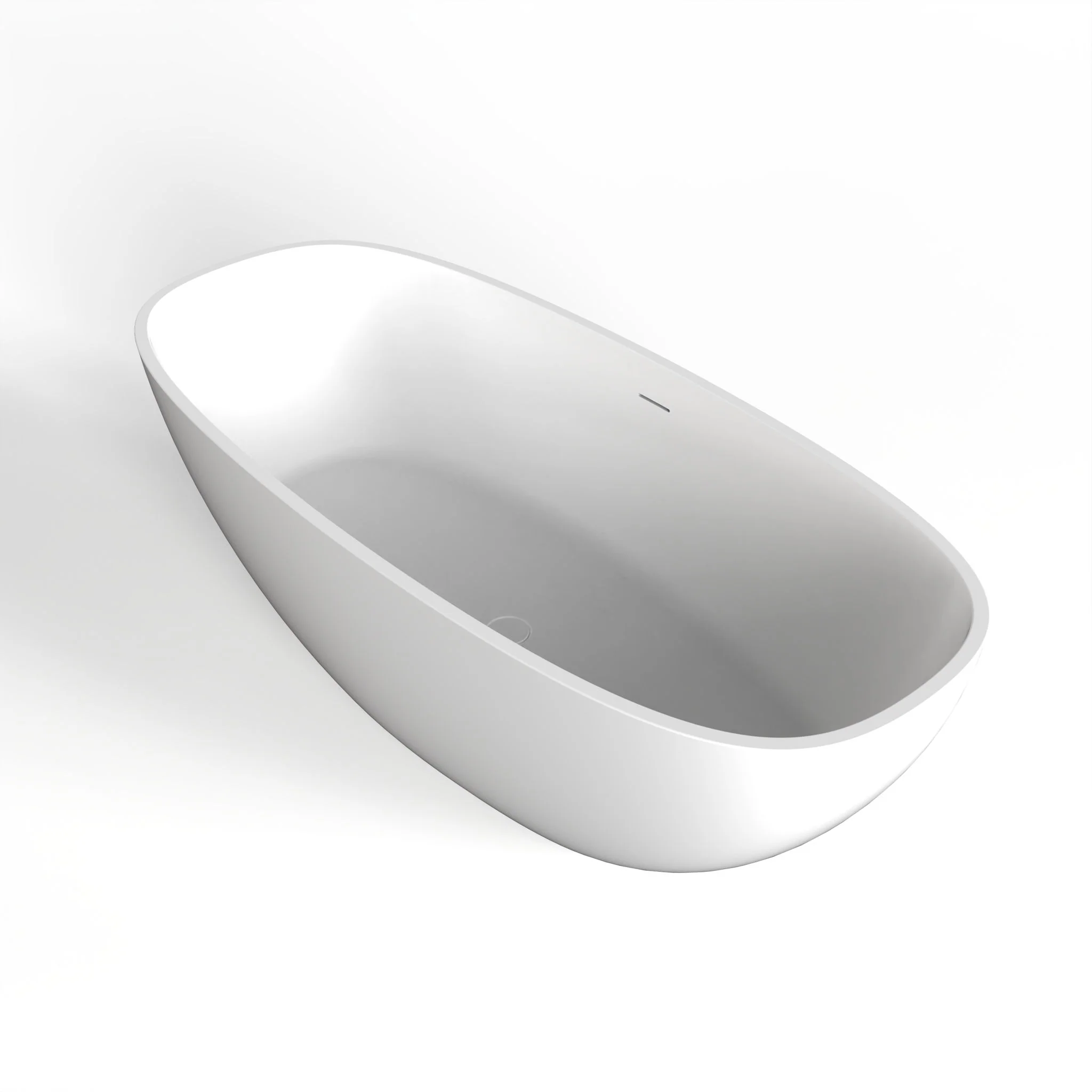 Soaking Bathtub, Freestanding, Solid Surface - Matte White - Image 9
