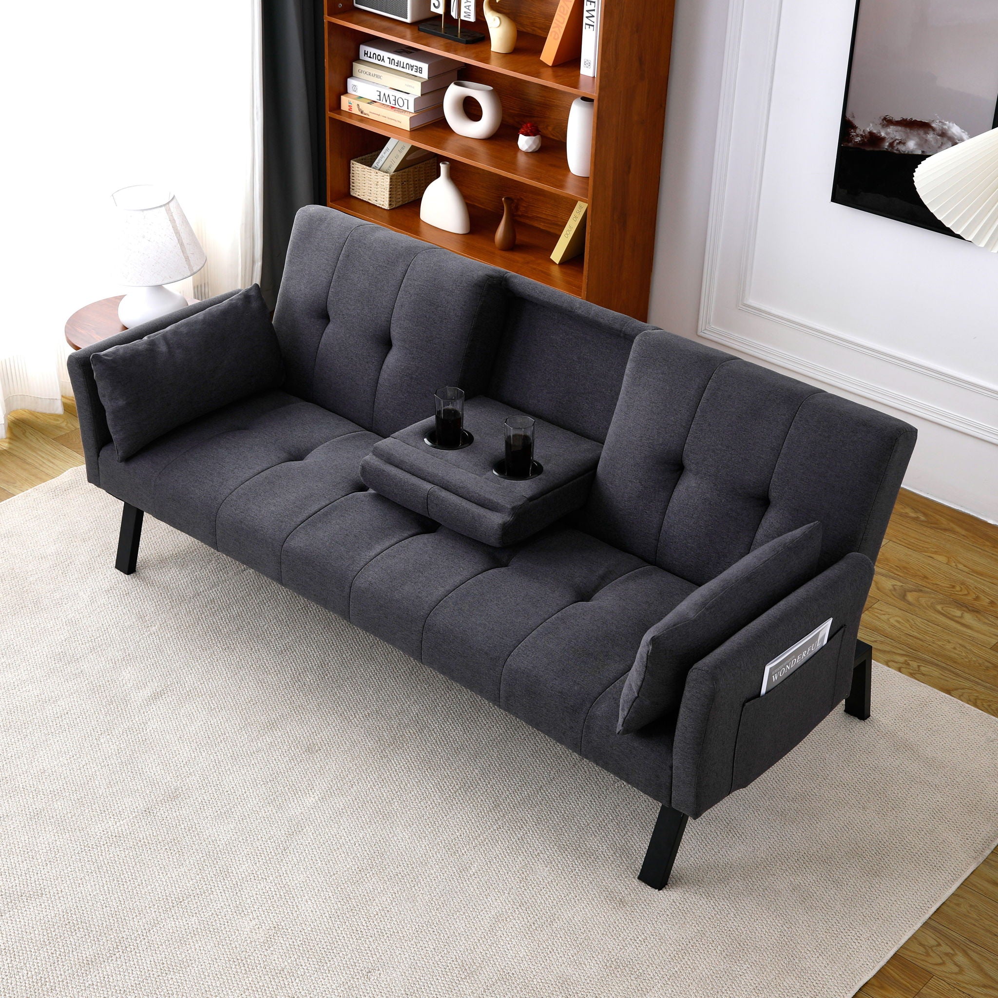 Sofa Bed With Foldable Design And Cup Holder - Image 55