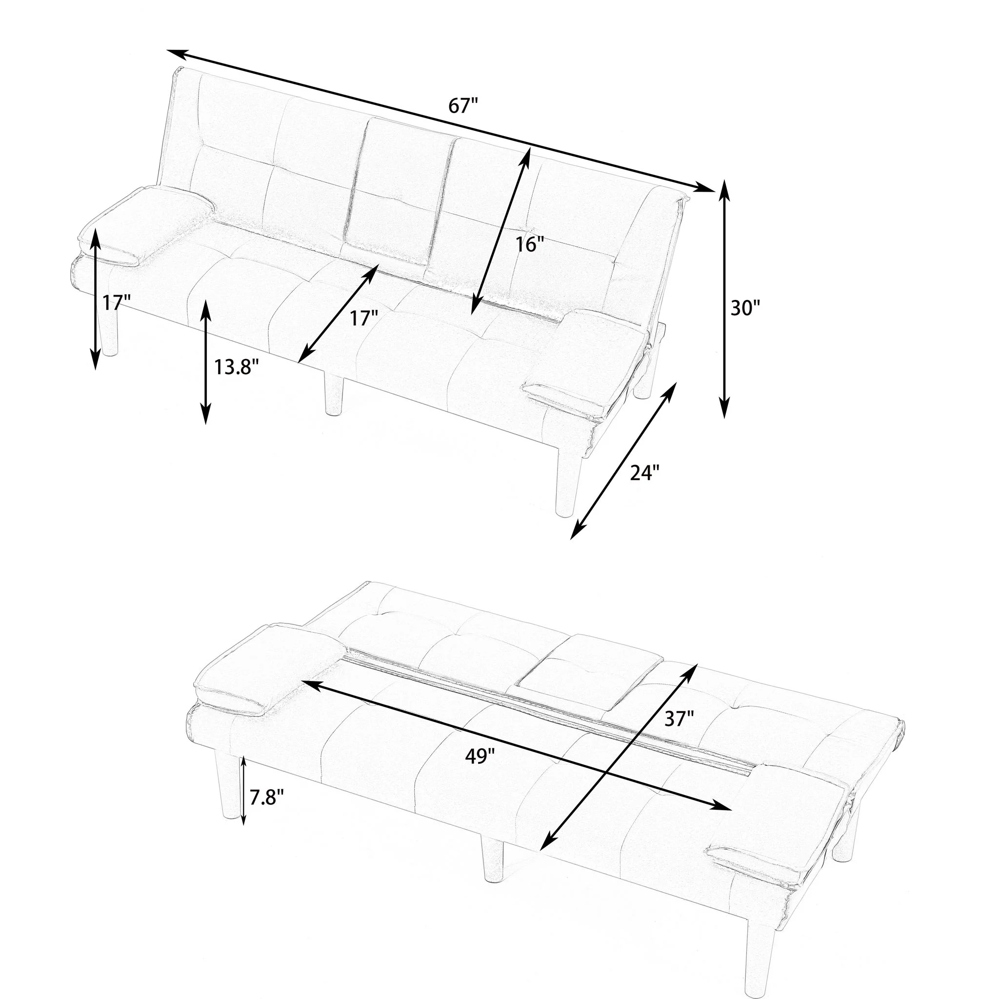 Sofa Bed With Foldable Design And Cup Holder - Image 66