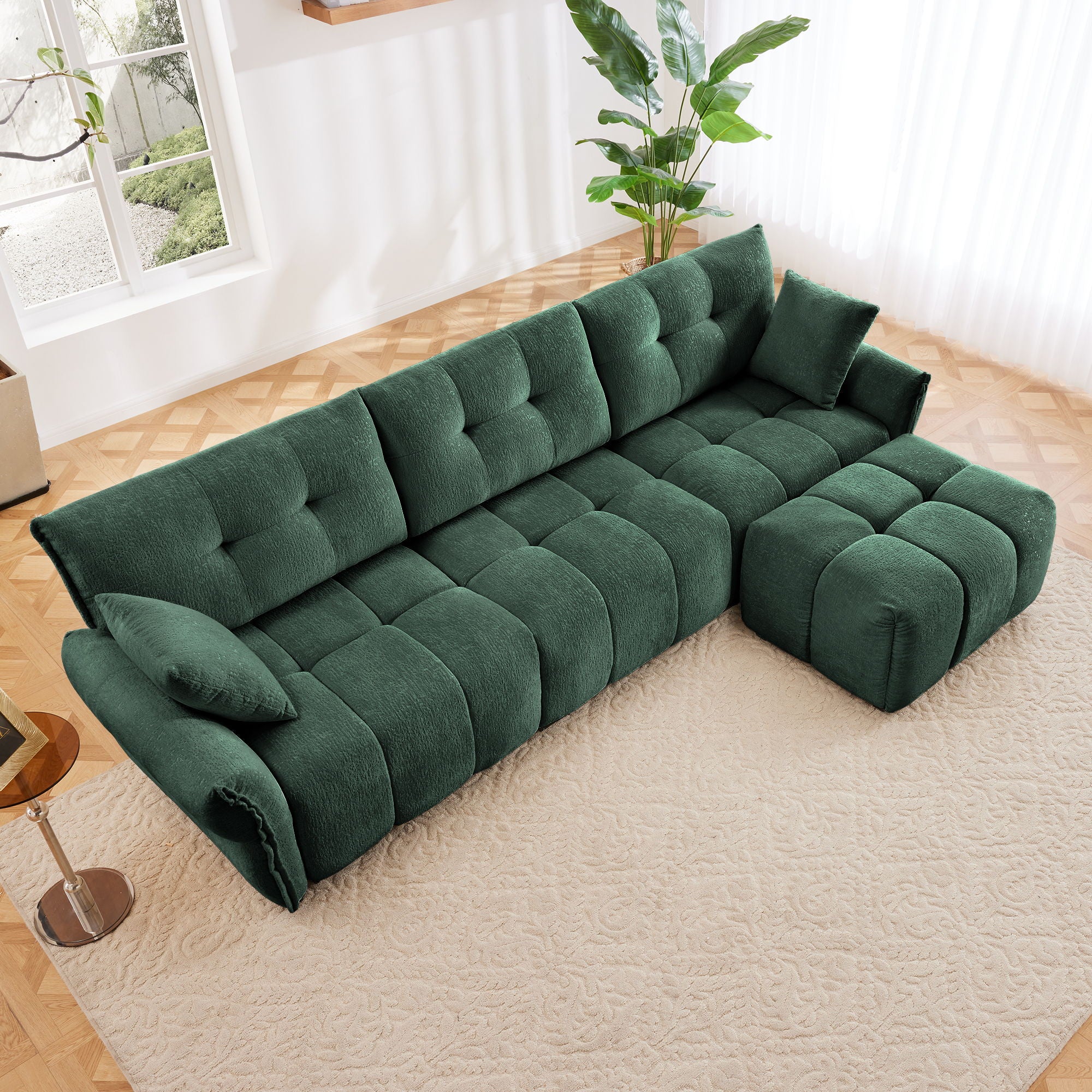 Sofa Set With Ottoman And Pillows, Textured, High Resilience Cushions - Image 100