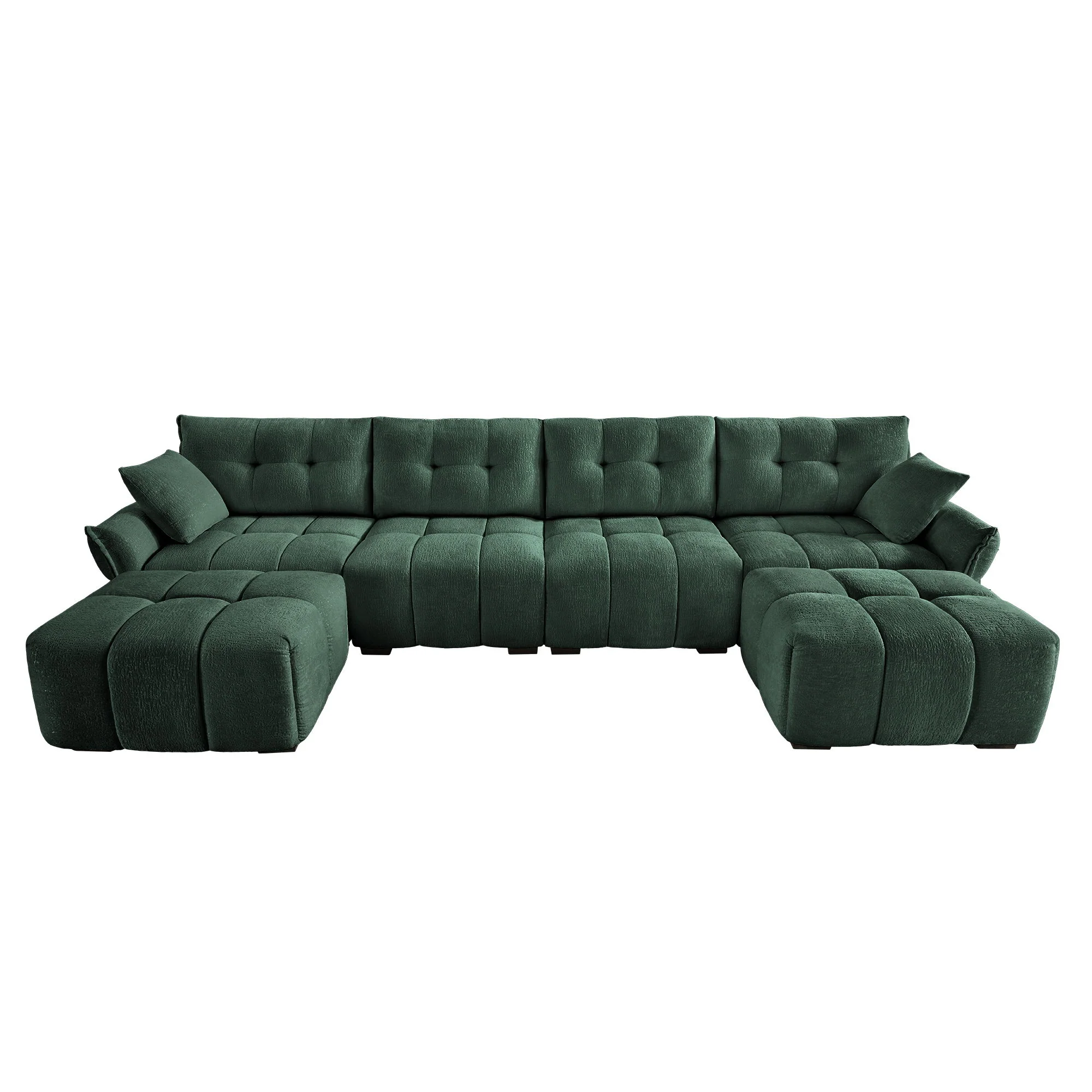 Sofa Set With Ottoman And Pillows, Textured, High Resilience Cushions - Image 101