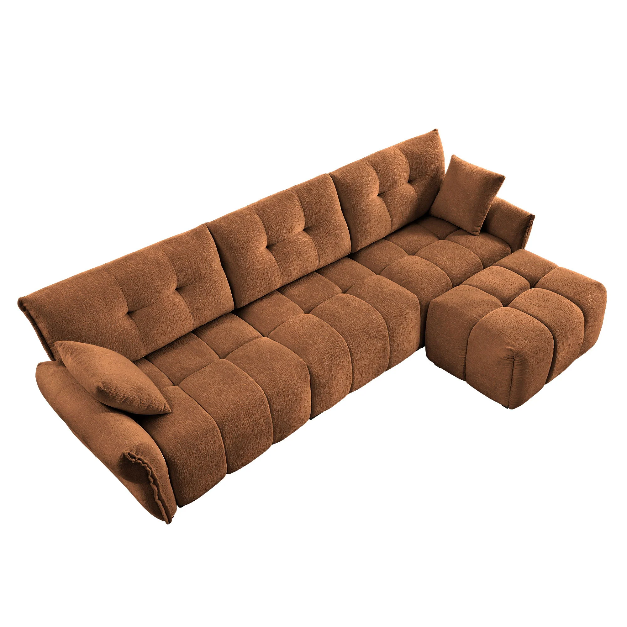 Sofa Set With Ottoman And Pillows, Textured, High Resilience Cushions - Image 138