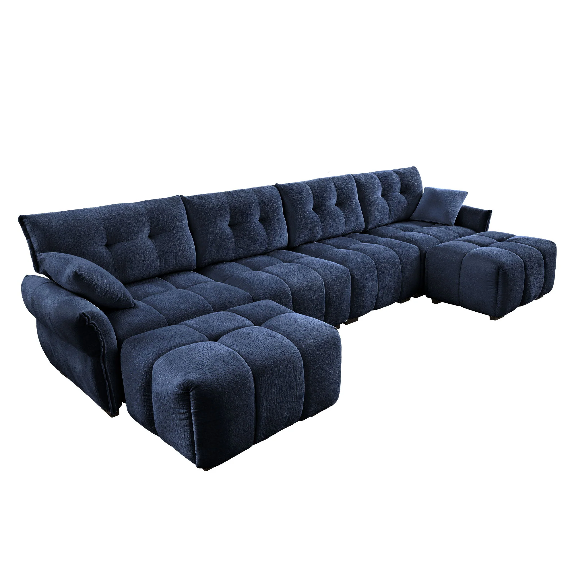 Sofa Set With Ottoman And Pillows, Textured, High Resilience Cushions - Image 143