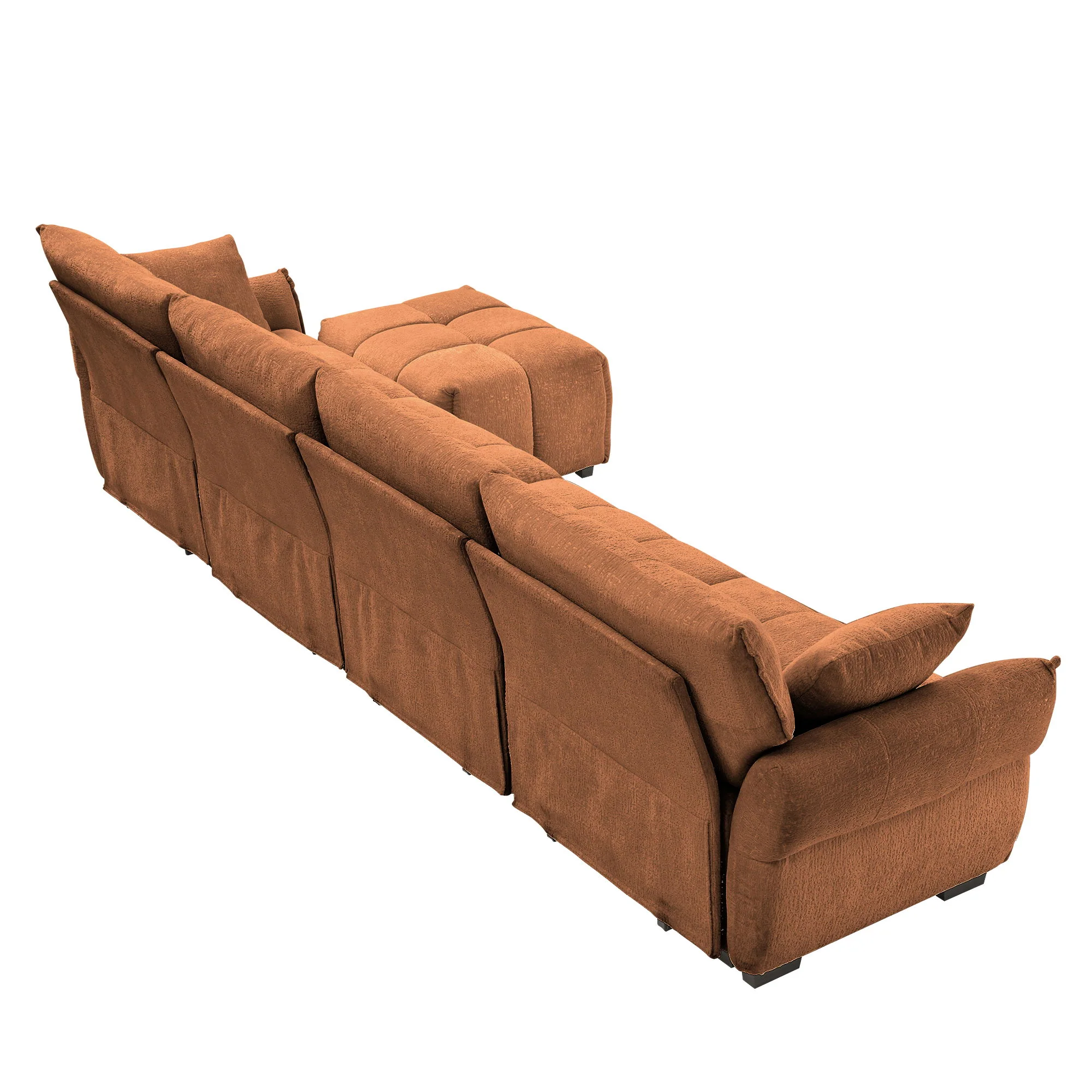 Sofa Set With Ottoman And Pillows, Textured, High Resilience Cushions - Image 145