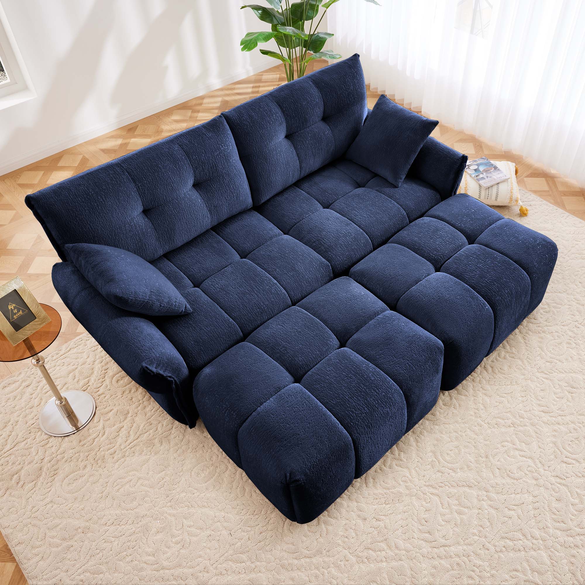 Sofa Set With Ottoman And Pillows, Textured, High Resilience Cushions - Image 167