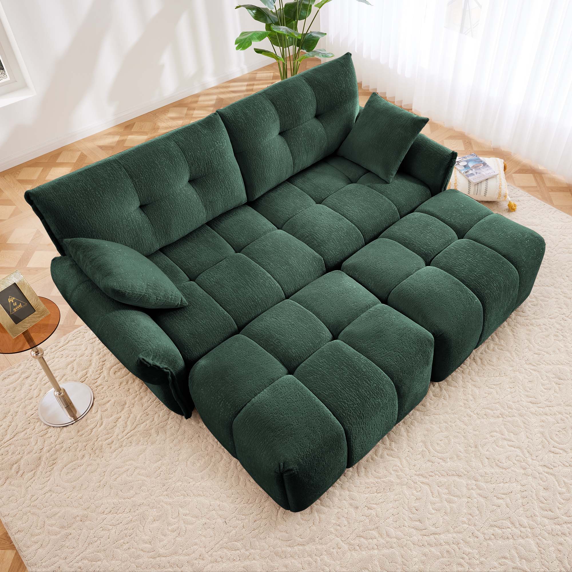 Sofa Set With Ottoman And Pillows, Textured, High Resilience Cushions - Image 213
