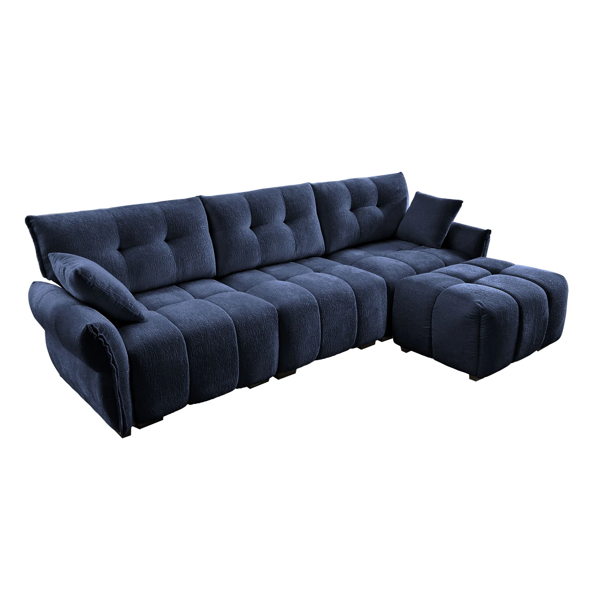Sofa Set With Ottoman And Pillows, Textured, High Resilience Cushions - Image 69