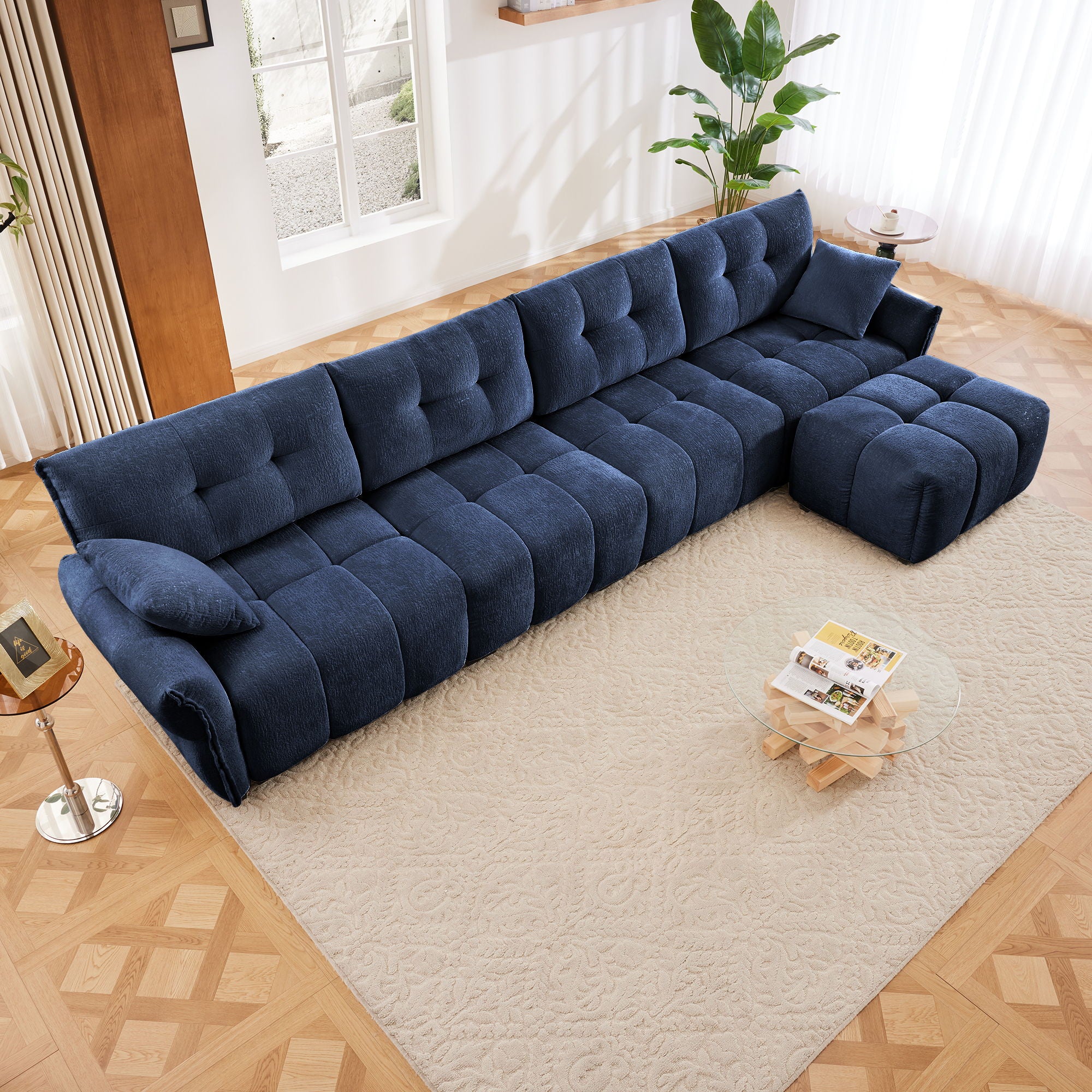 Sofa Set With Ottoman And Pillows, Textured, High Resilience Cushions - Image 92