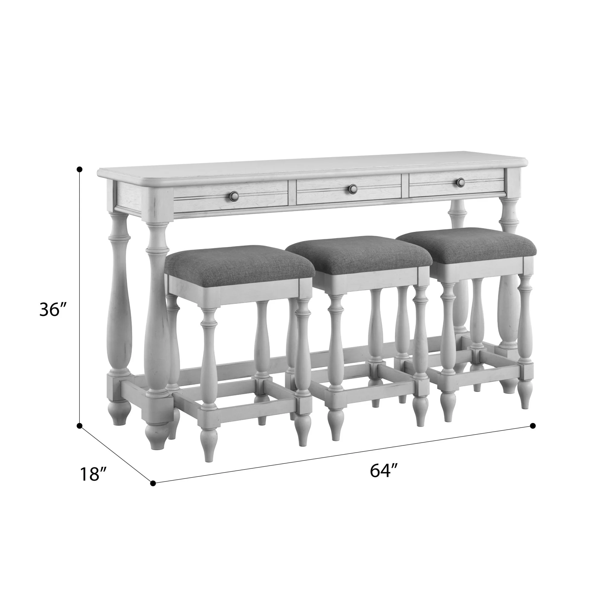 Sofa Table With 3 Stools - Gray - Image 3