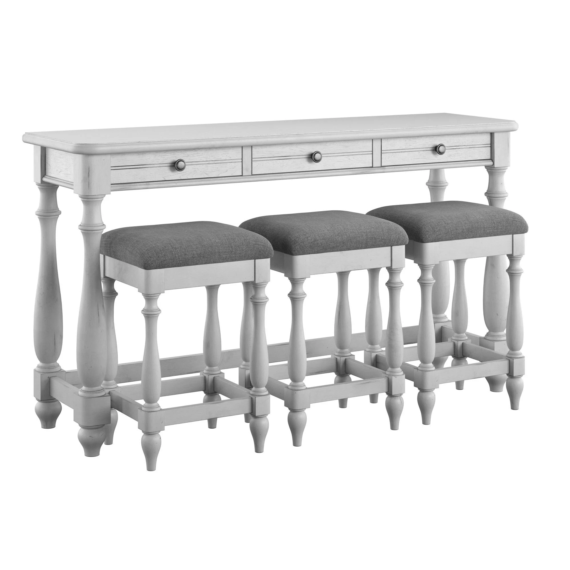 Sofa Table With 3 Stools - Gray - Image 4