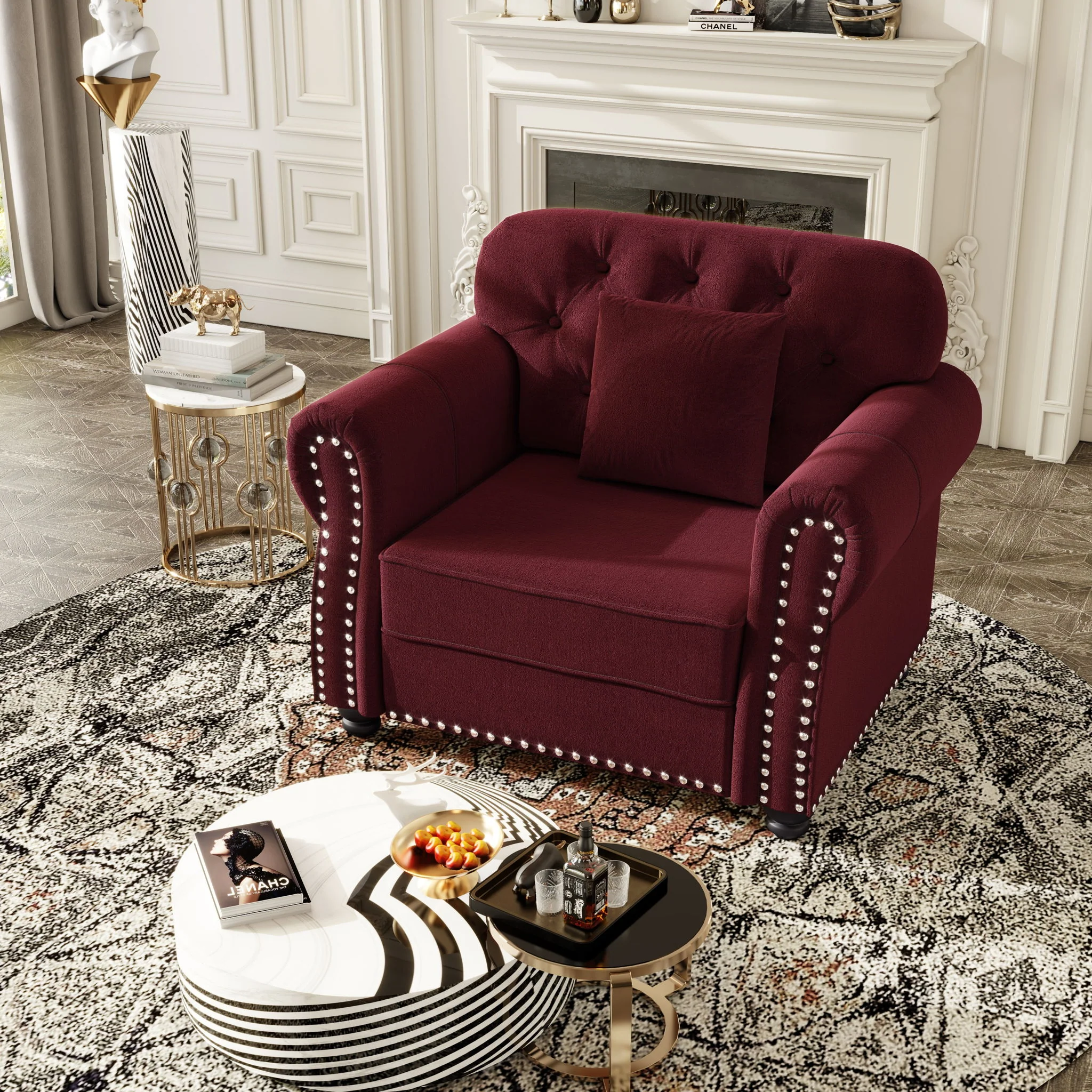 Sofa With Nailhead Trim And Rolled Armrests - Image 18